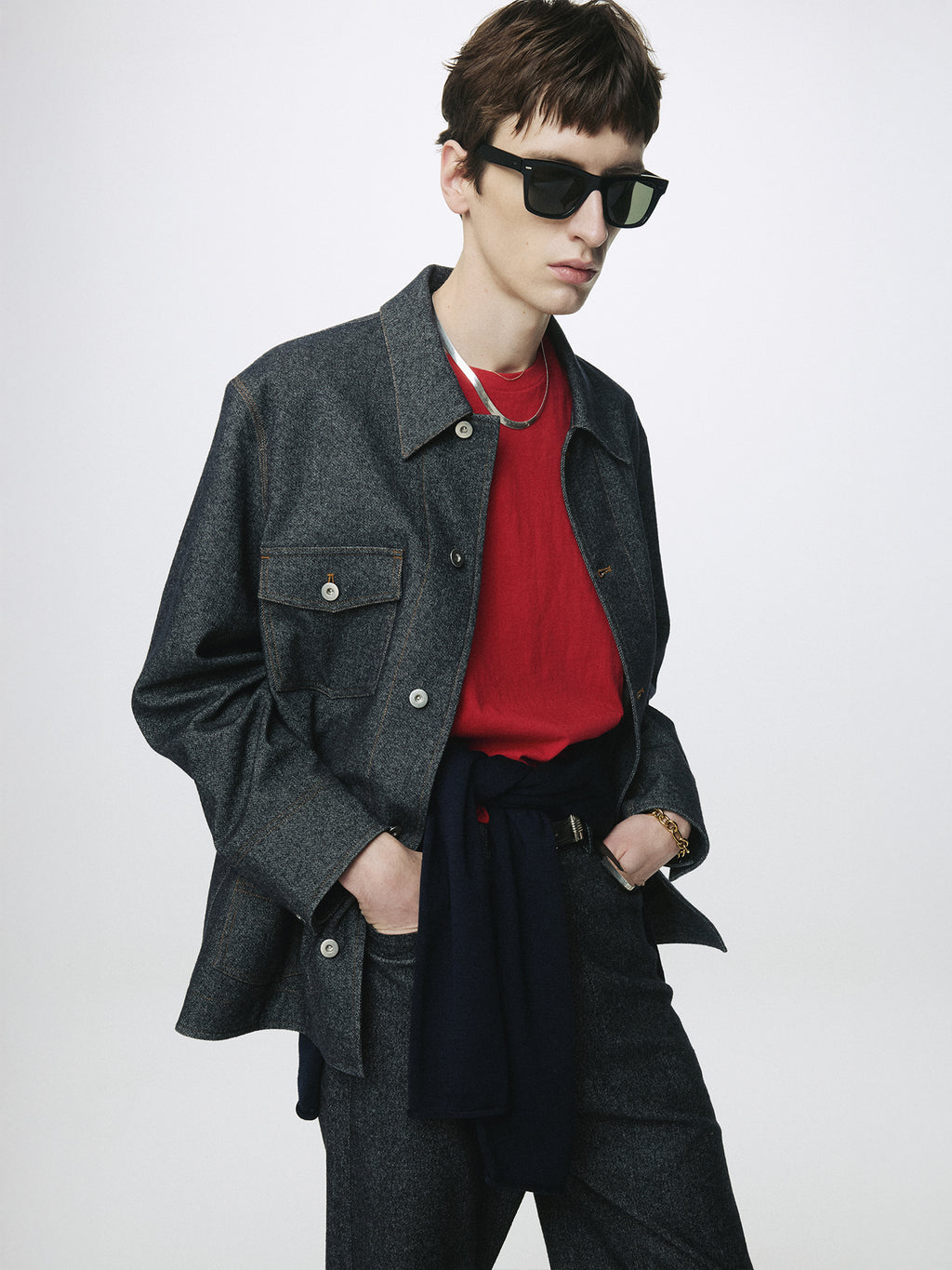 WOOL DENIM CHORE JACKET (ITALIAN FABRIC)_ DARK INDIGO