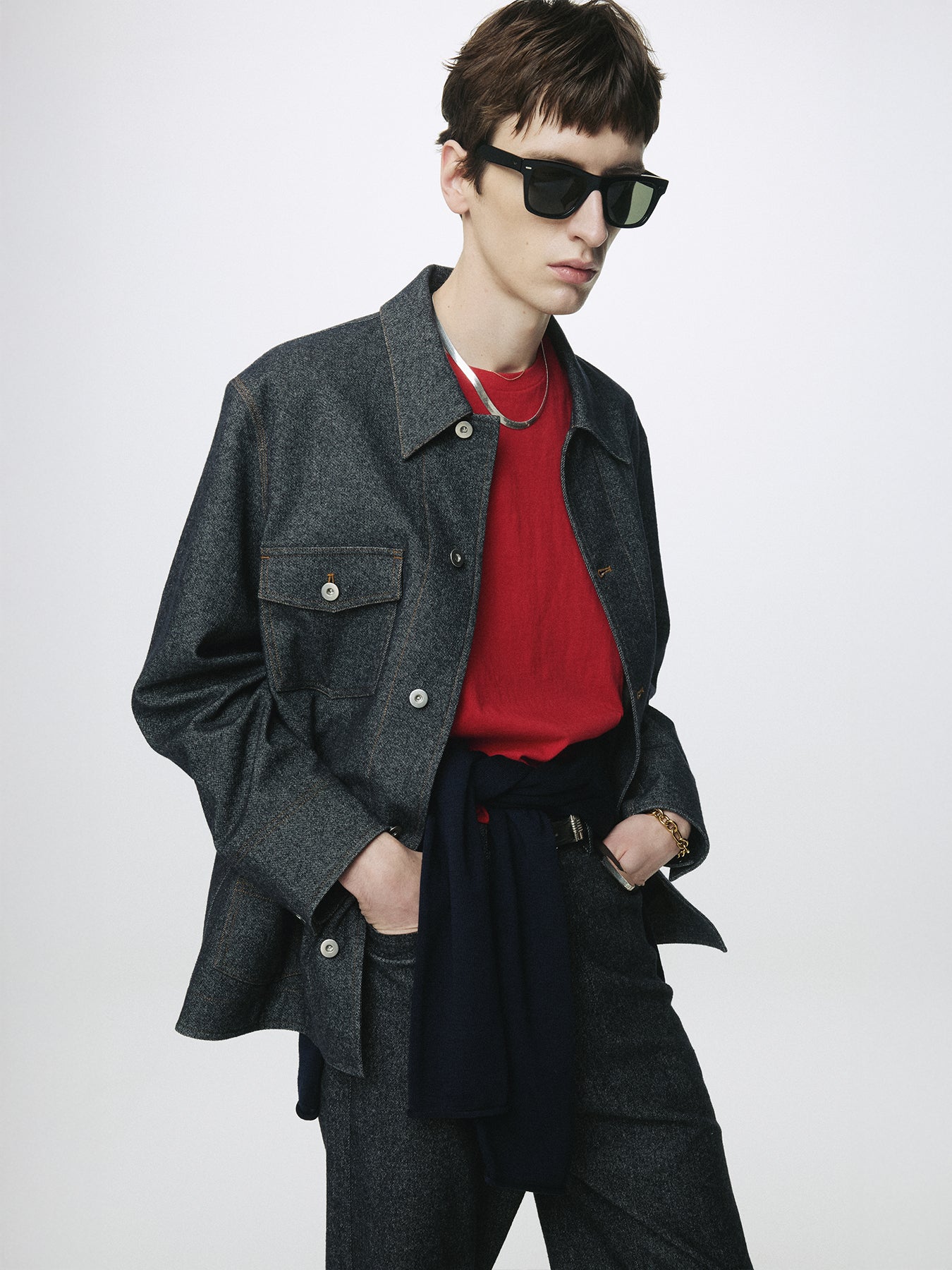 WOOL DENIM CHORE JACKET (ITALIAN FABRIC)_ DARK INDIGO