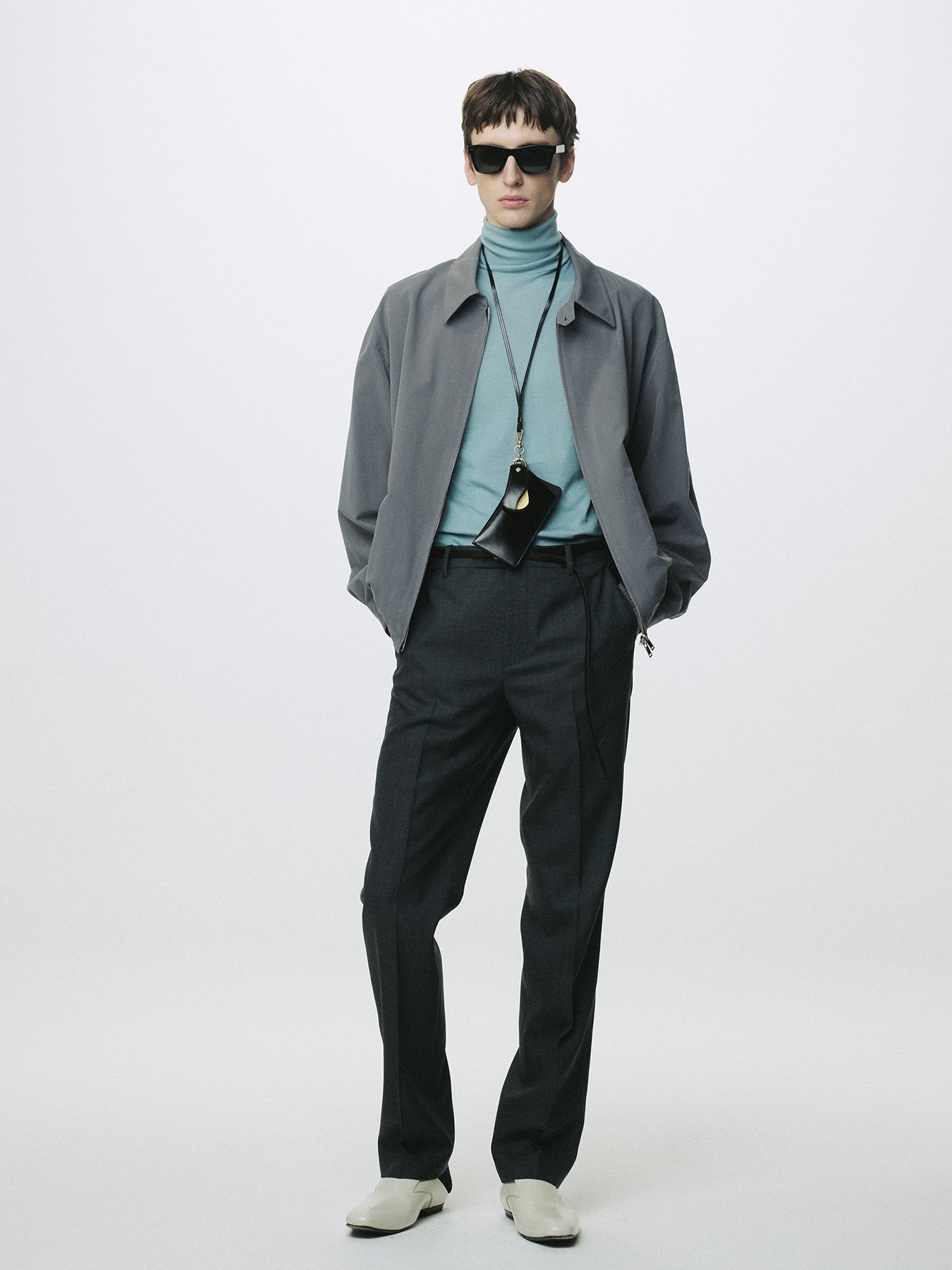 WASHED COTTON LYOCELL BLOUSON JACKET_ FADED CARBON