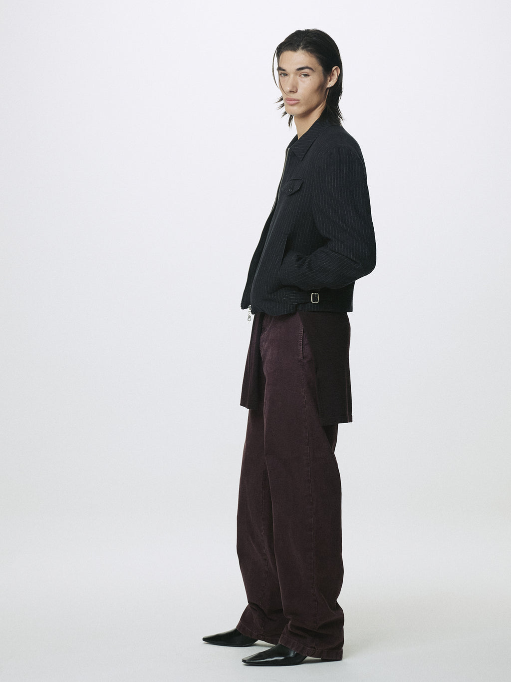 GARMENT DYED COTTON STRAIGHT PANTS_ FADED BURGUNDY