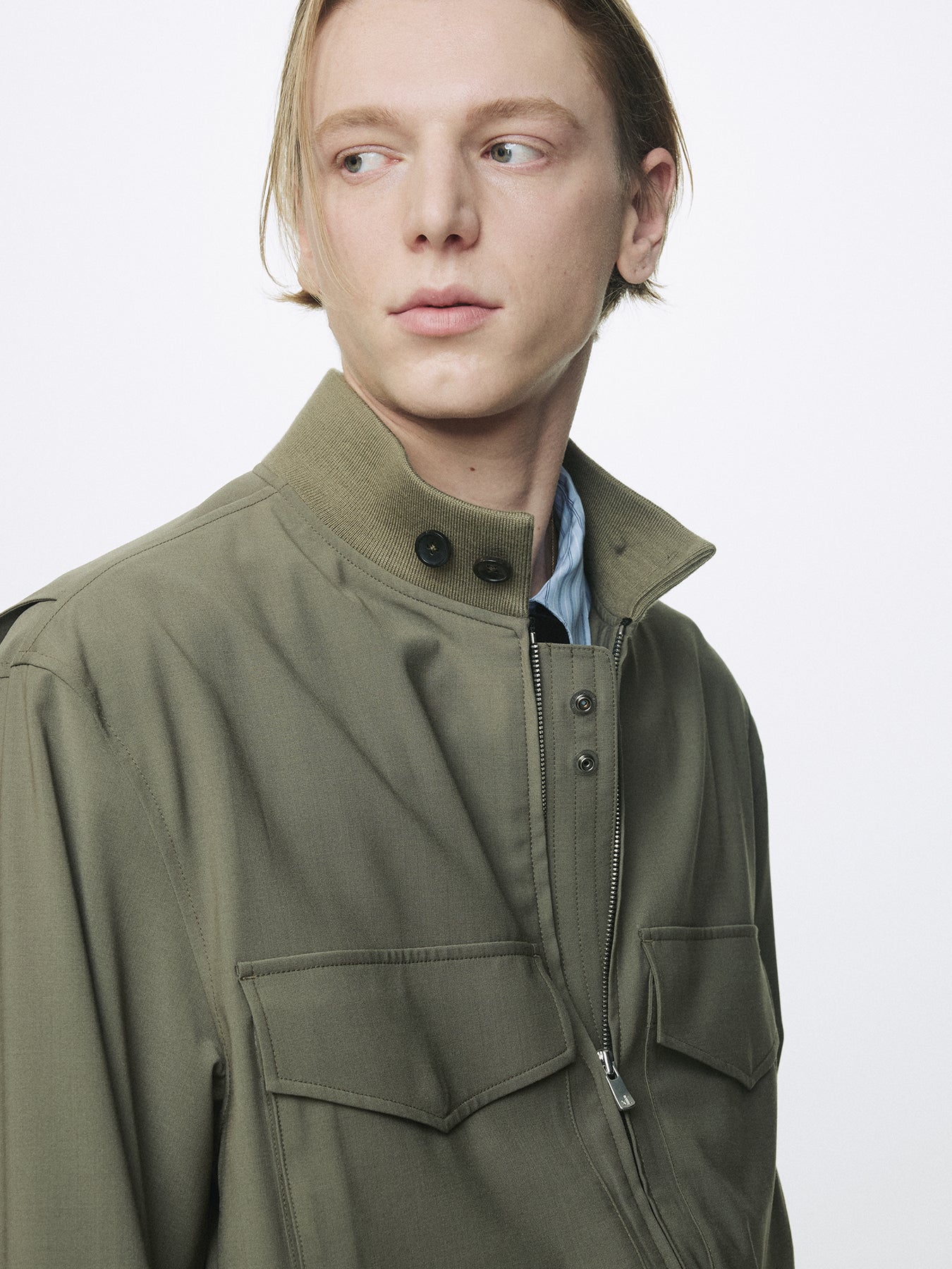 LIGHT WOOL WEB JACKET_ OLIVE