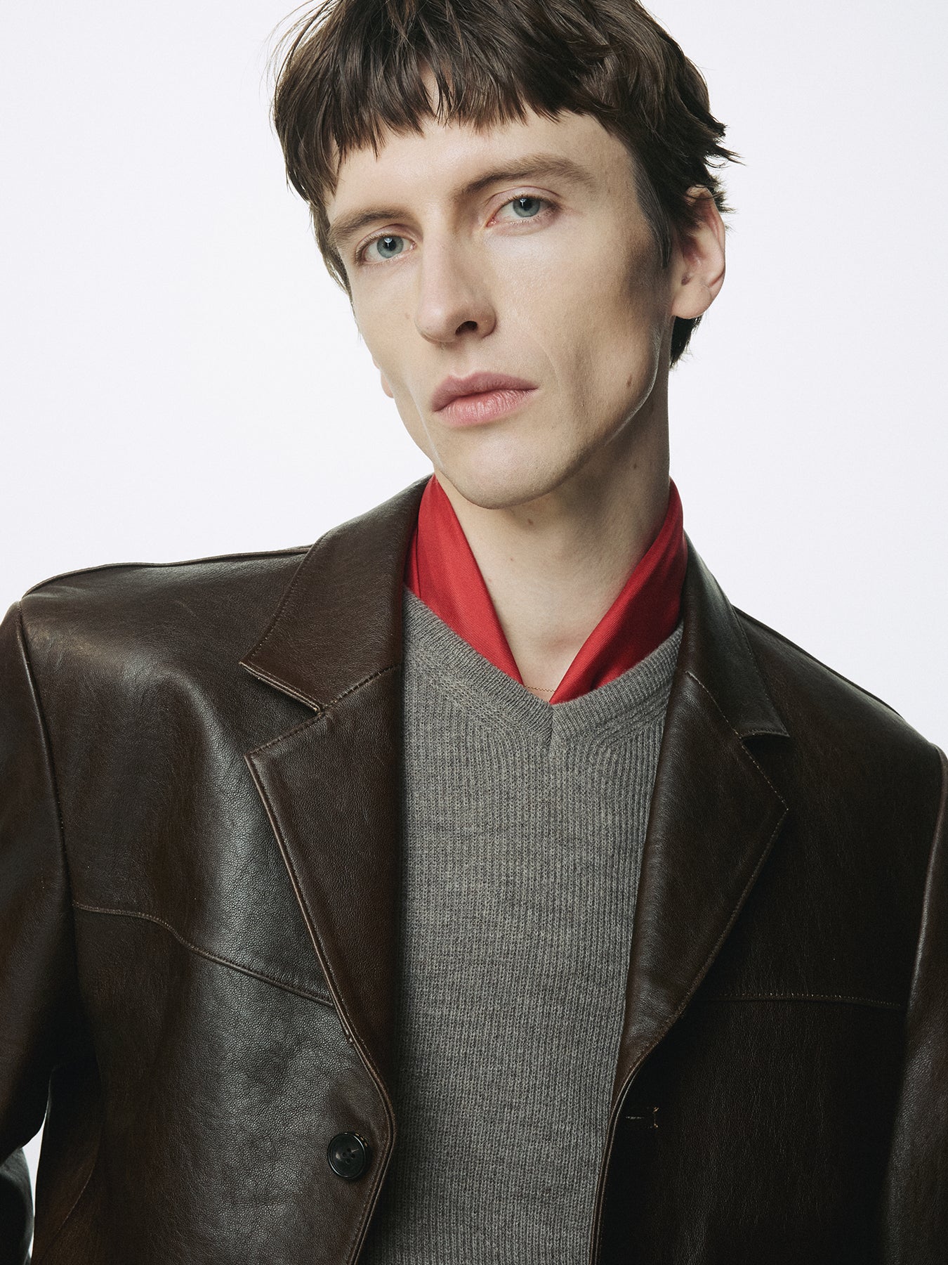 VEGETABLE LAMB LEATHER BLAZER JACKET_ BROWN