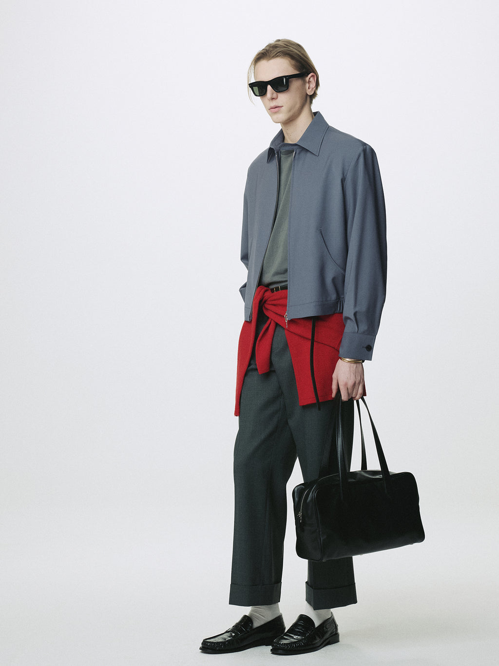 TROPICAL WOOL BLOUSON JACKET_ SLATE GREY