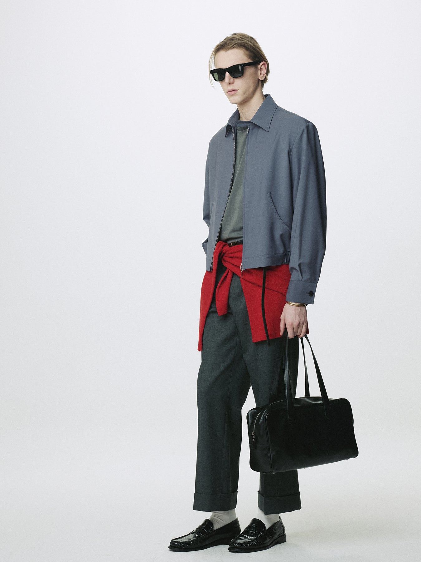TROPICAL WOOL BLOUSON JACKET_ SLATE GREY