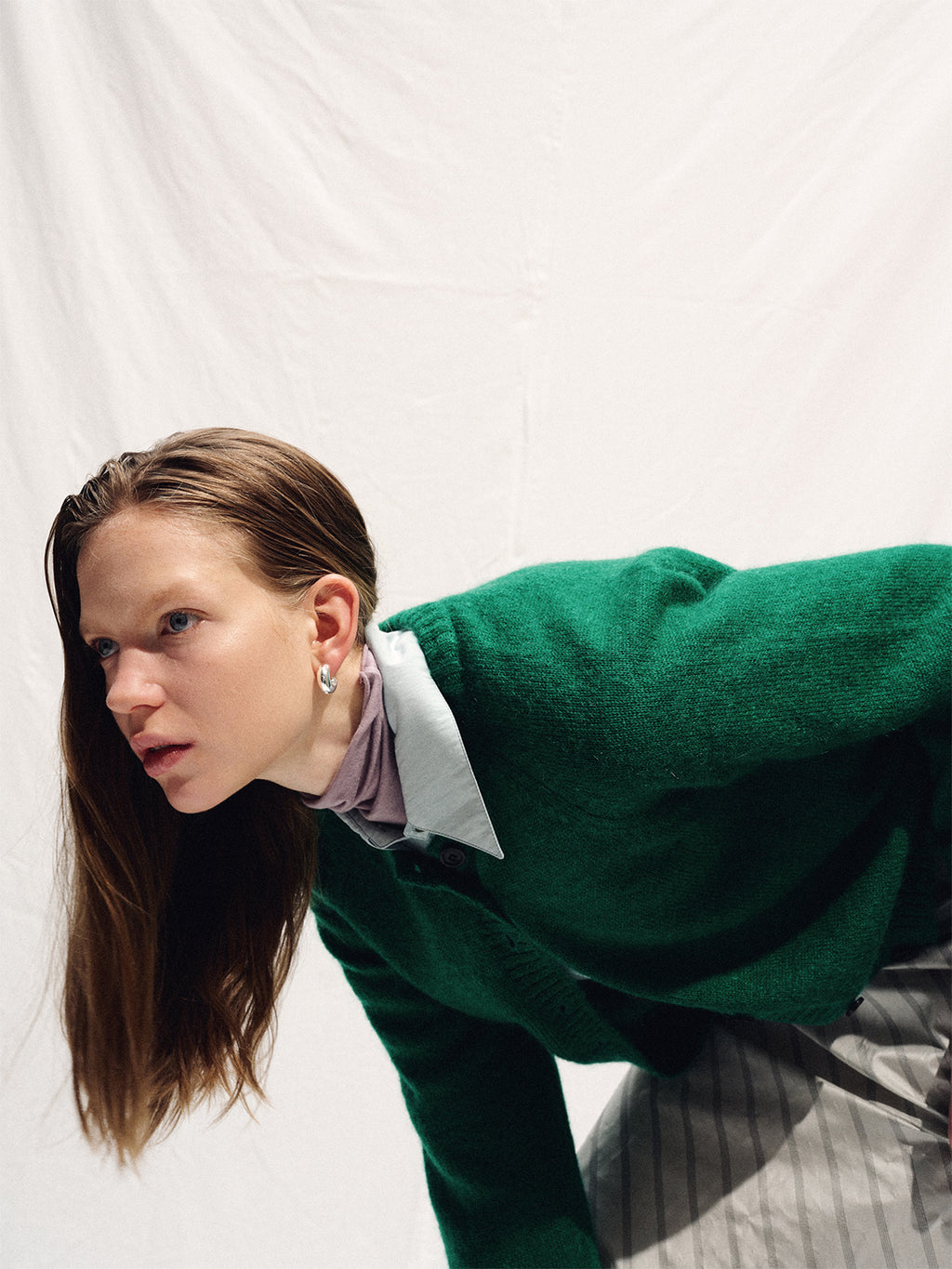 (W) MOHAIR BLEND RAGLAN CARDIGAN_ GREEN
