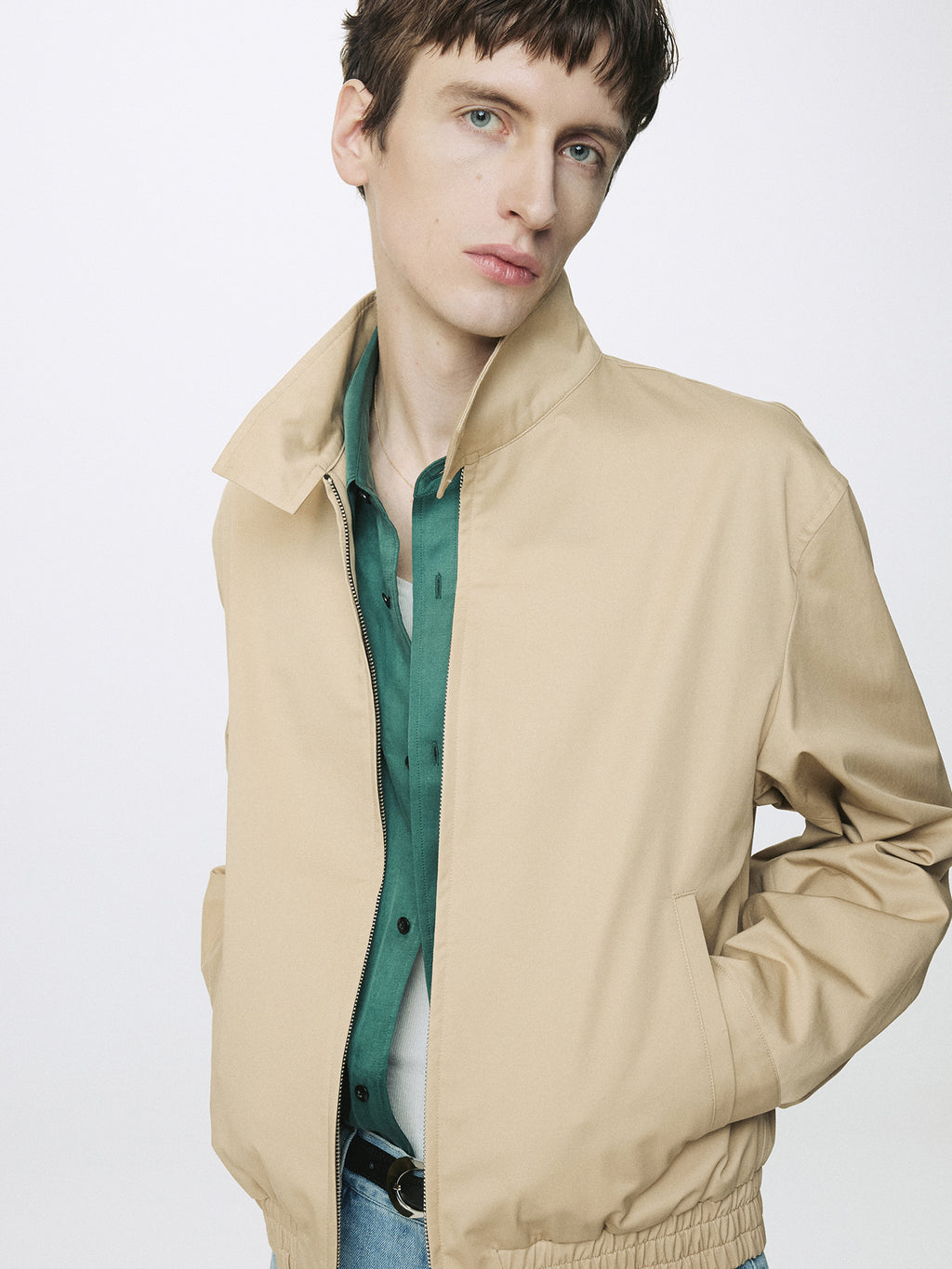 HIGH DENSITY COTTON HARRINGTON JACKET_ BEIGE
