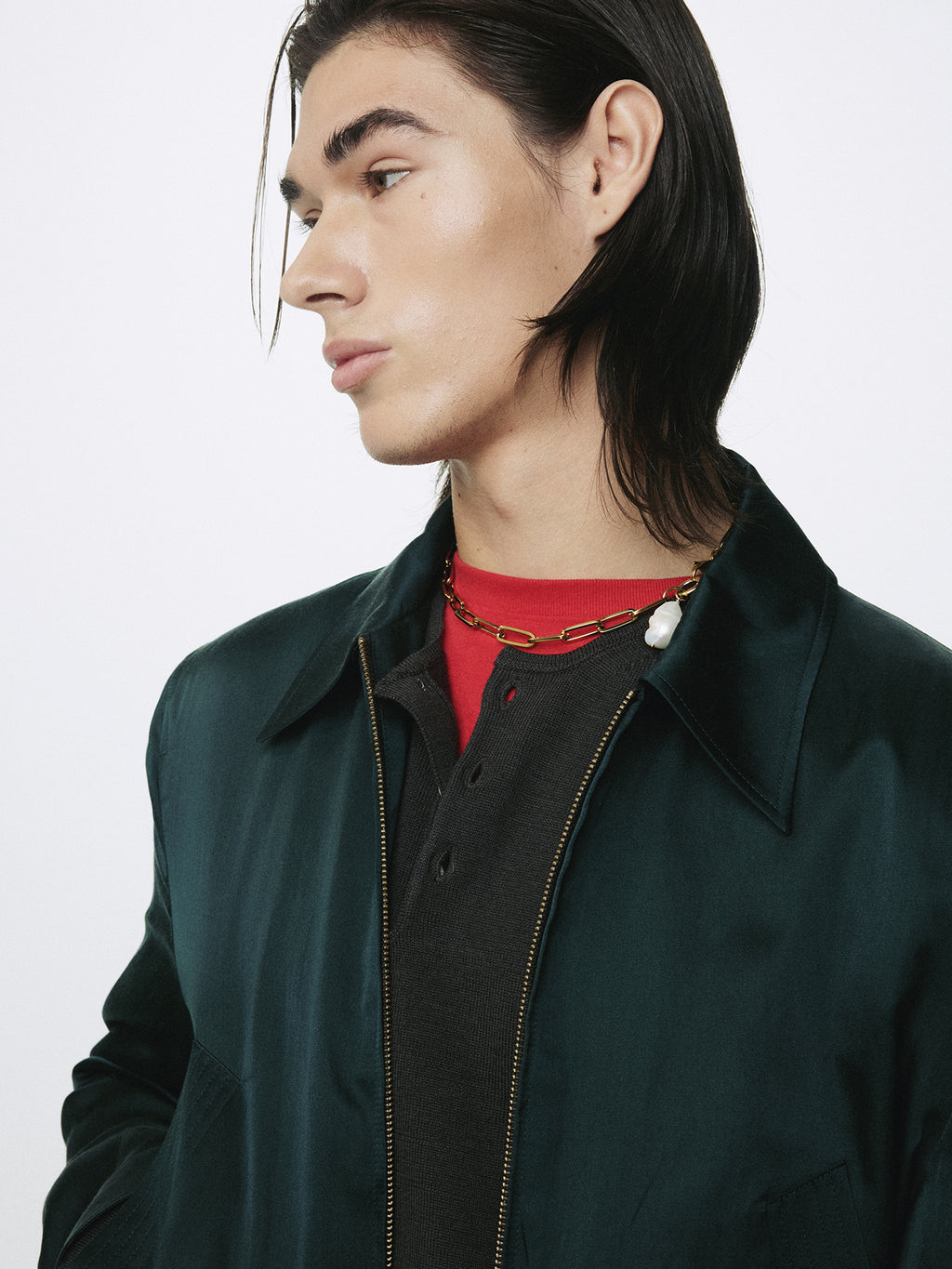 SILK COTTON SWING JACKET_ DARK GREEN