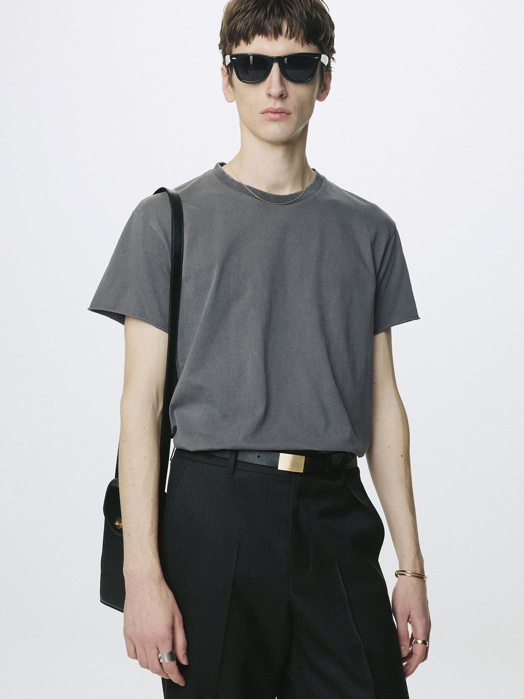 GARMENT DYED RAW EDGE T-SHIRT_ FADED CARBON