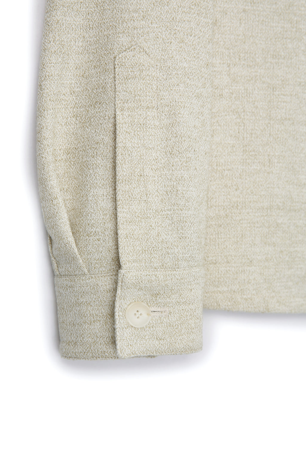 Wool and Lyocell Natural Tweed Shirt Jacket_ Sage Beige