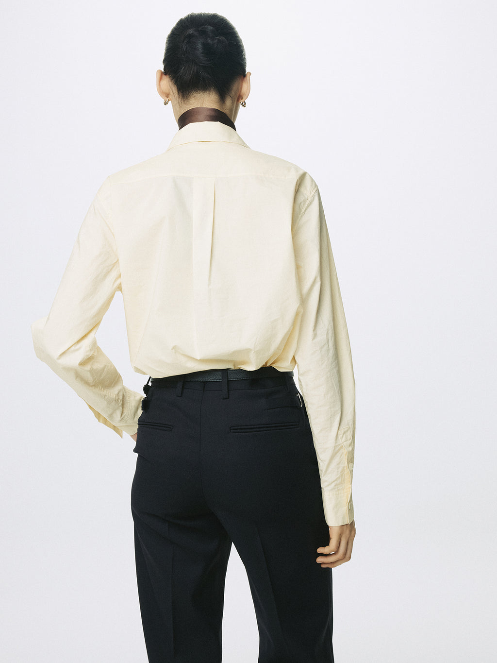 (W) COTTON HIGH-DENSITY SHIRT_ PALE YELLOW