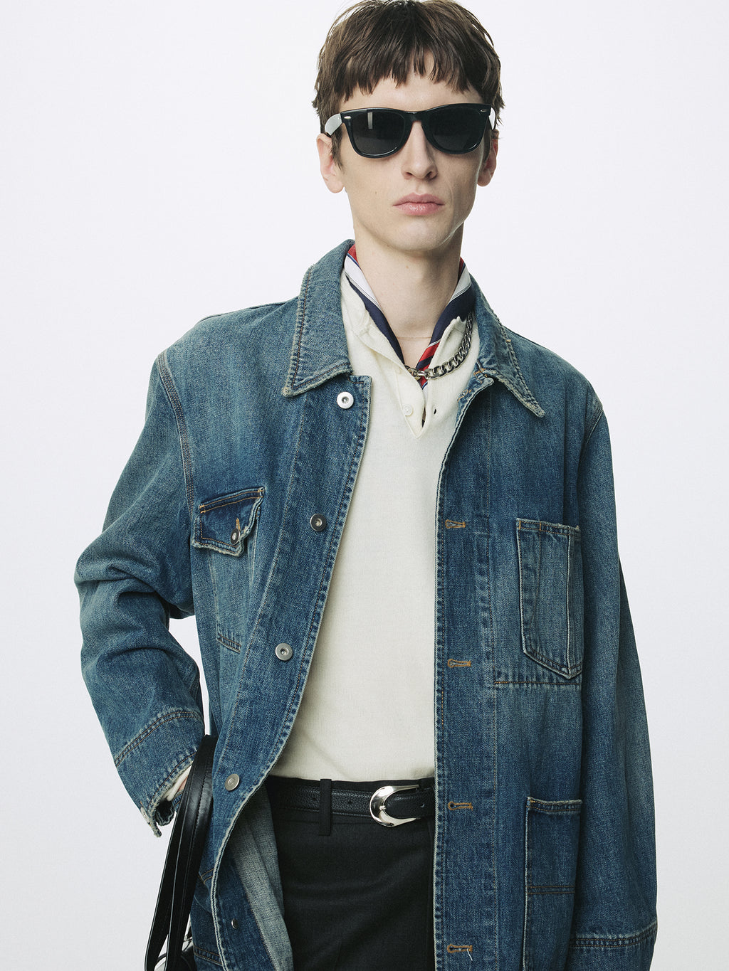 GARMENT WASHED DENIM CHORE JACKET_ WASHED BLUE