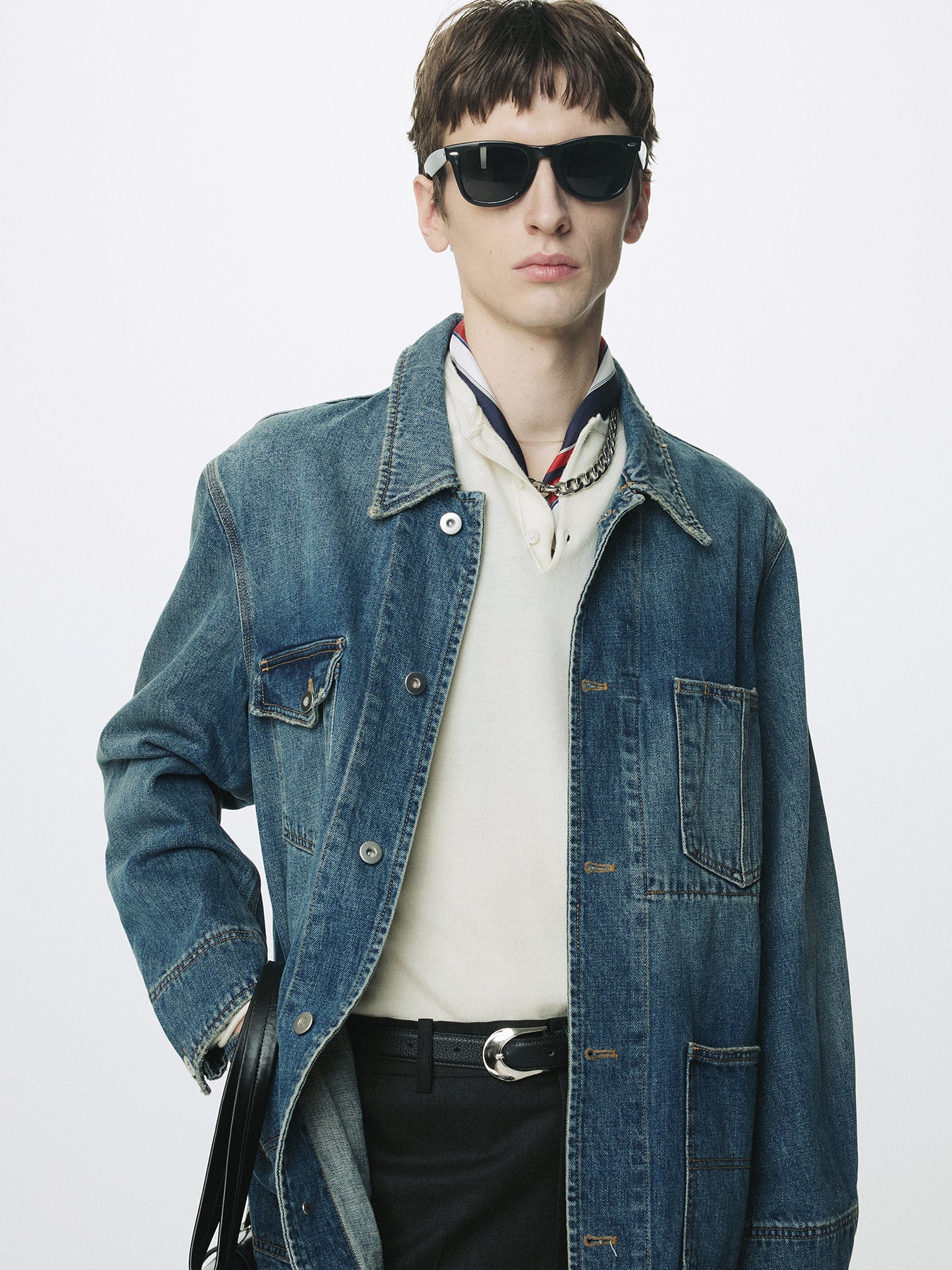 GARMENT WASHED DENIM CHORE JACKET_ WASHED BLUE