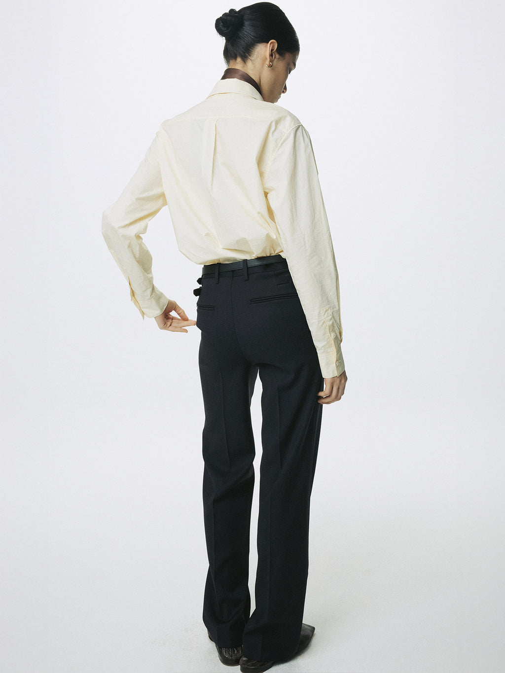 (W) WOOL TAILORED STRAIGHT TROUSERS_ MIDNIGHT