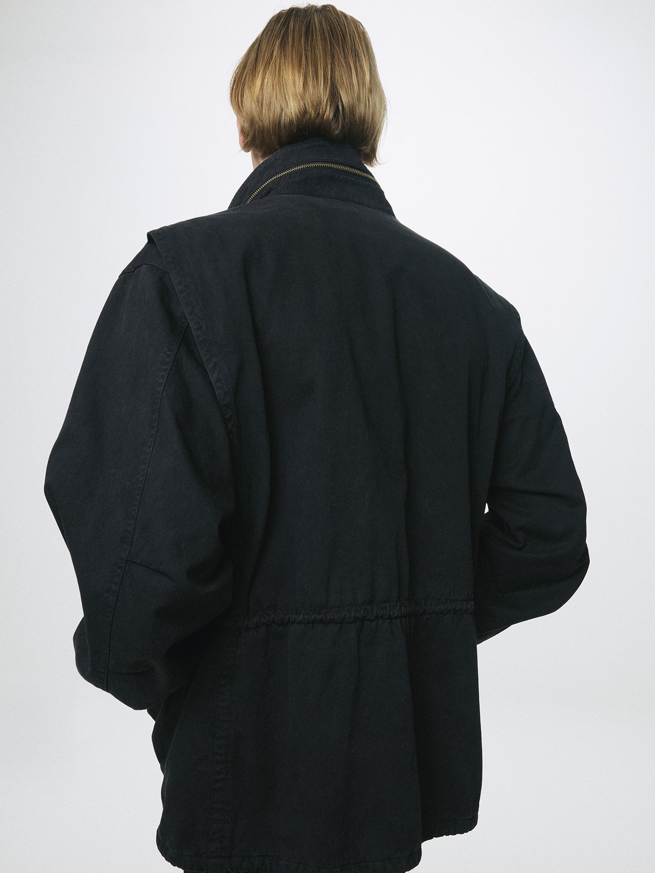 GARMENT DYED COTTON FIELD JACKET_ FADED BLACK