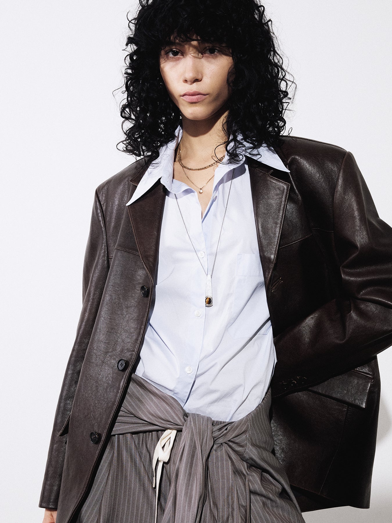 (W) COTTON HIGH-DENSITY SHIRT_ SKY BLUE