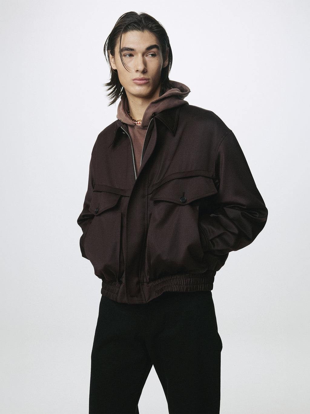 WOOL VISCOSE OVERSIZED BOMBER JACKET_ DARK BURGUNDY