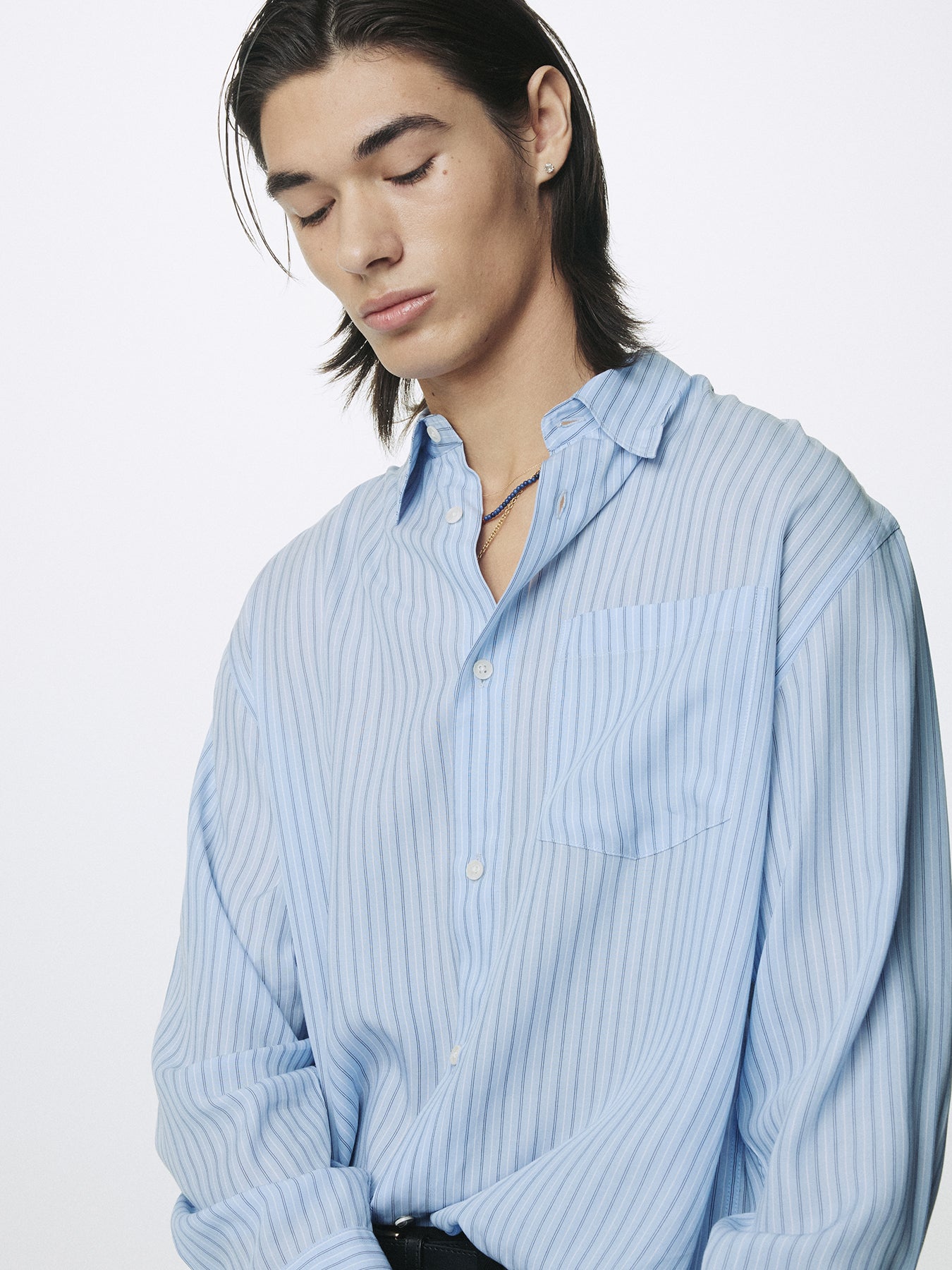 STRIPED LYOCELL SHIRT (JAPANESE FABRIC)_ SKYBLUE STRIPE