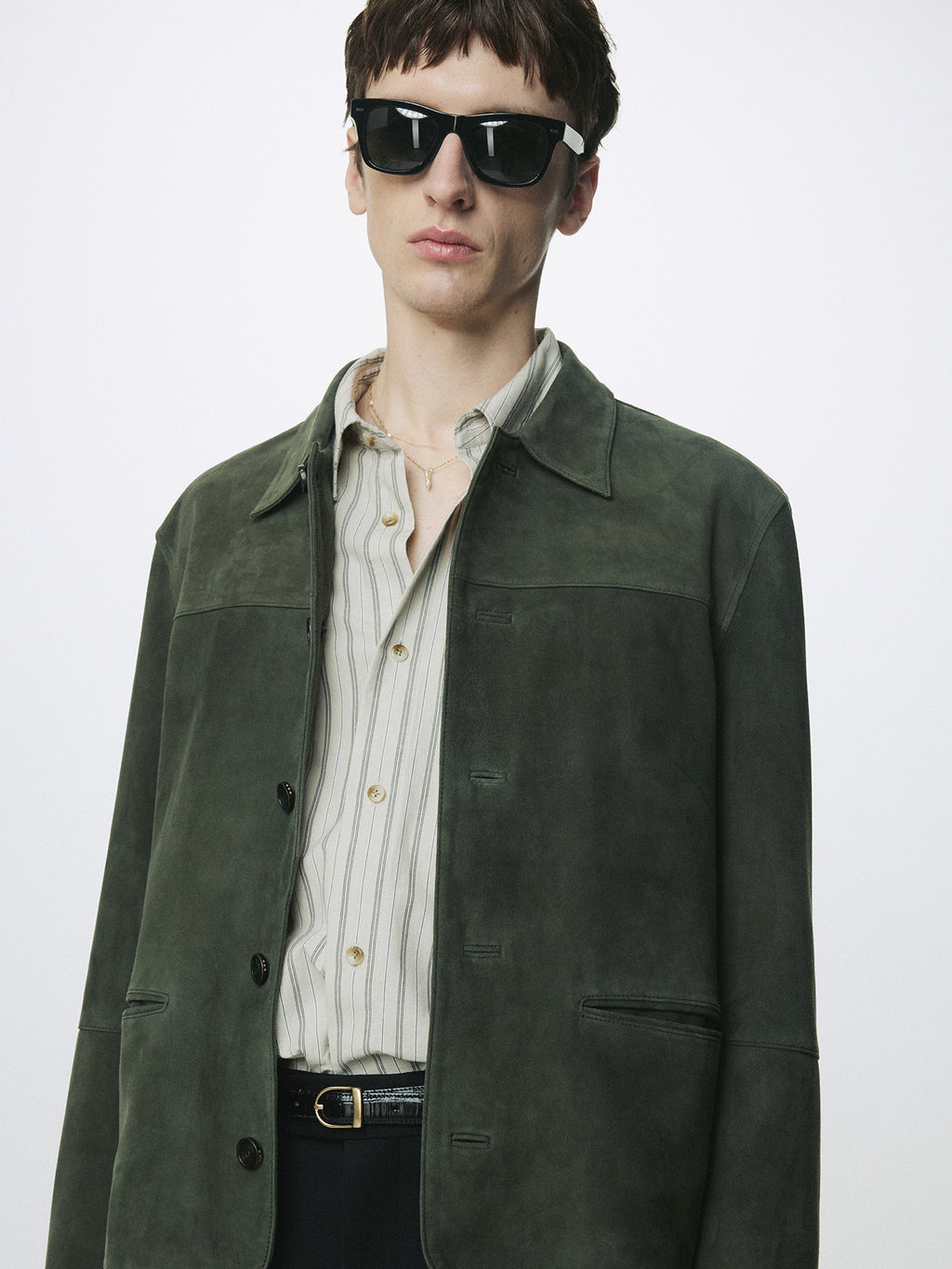 GOAT SUEDE CHORE JACKET_ FADED GREEN