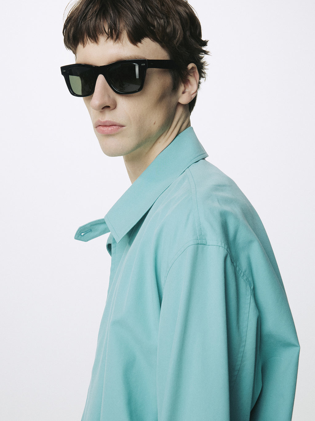 WASHED COTTON LYOCELL BLOUSON JACKET_ TURQUOISE