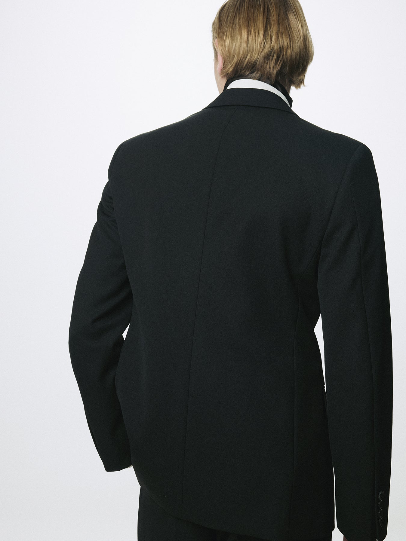 WOOL DOUBLE-BREASTED TAILORED JACKET_ BLACK
