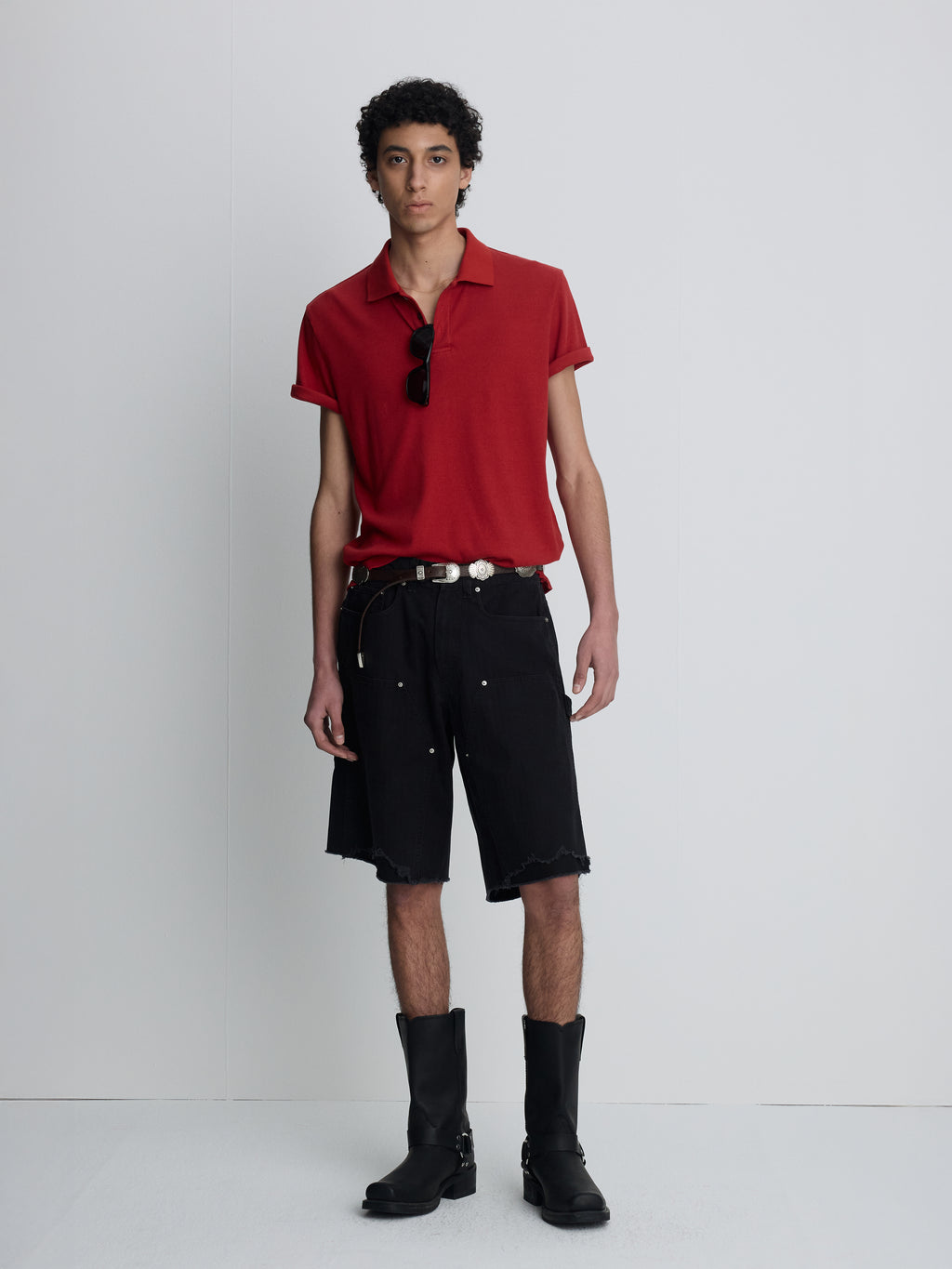 HAND DISTRESSED HBT DOUBLE KNEE SHORTS_ FADED BLACK
