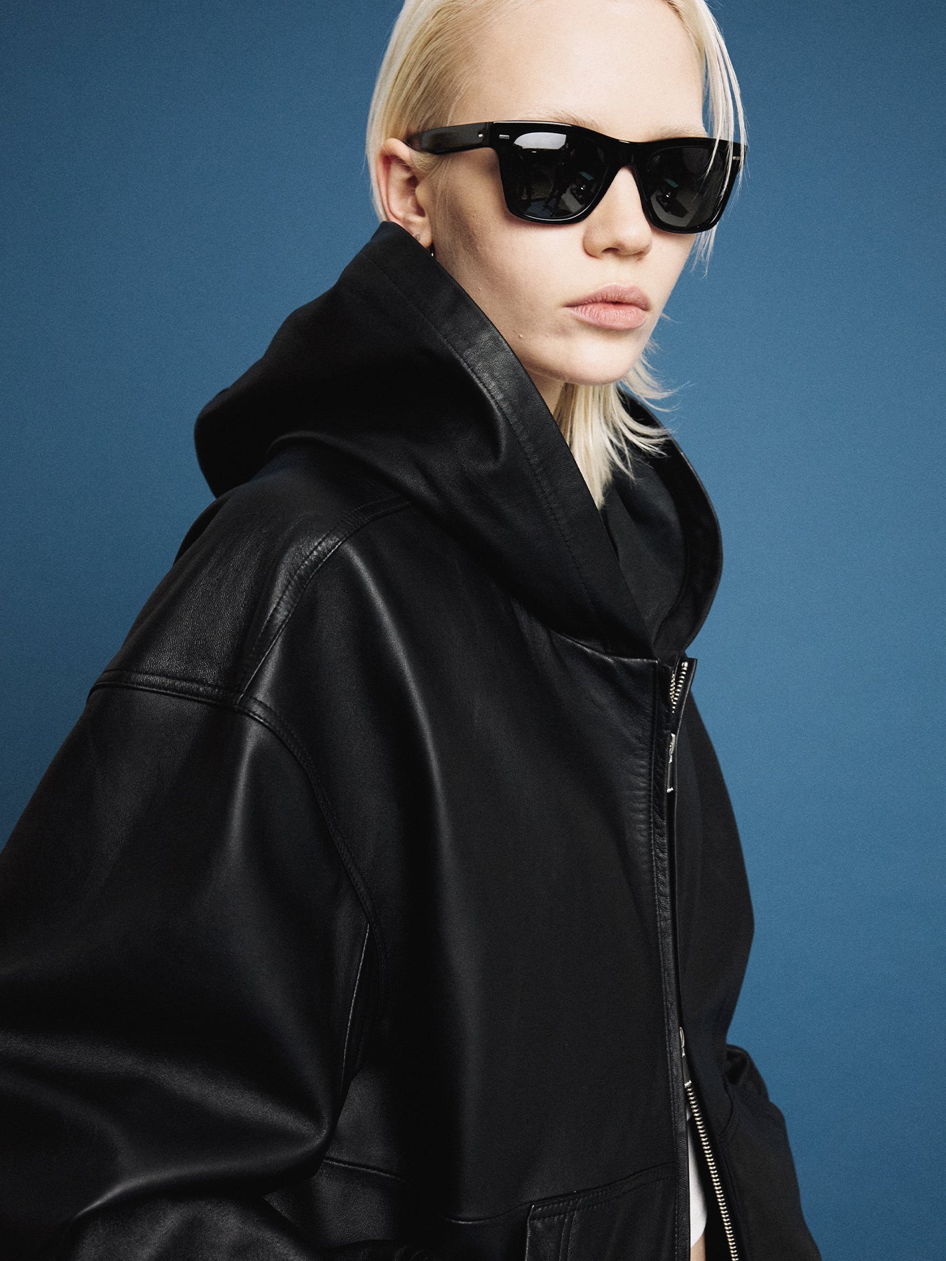 (W) NAPPA LEATHER HOODIE JACKET_ BLACK