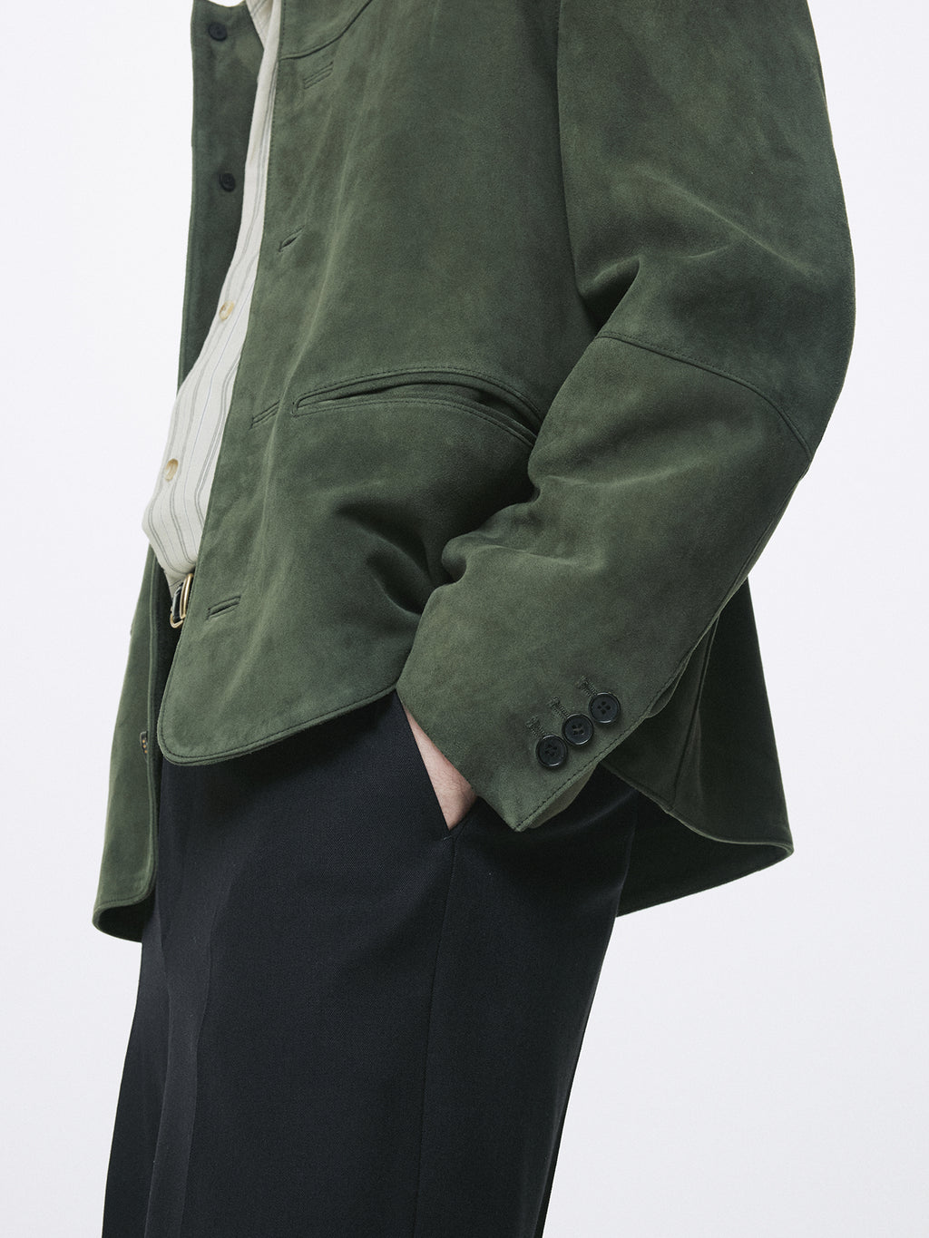 GOAT SUEDE CHORE JACKET_ FADED GREEN