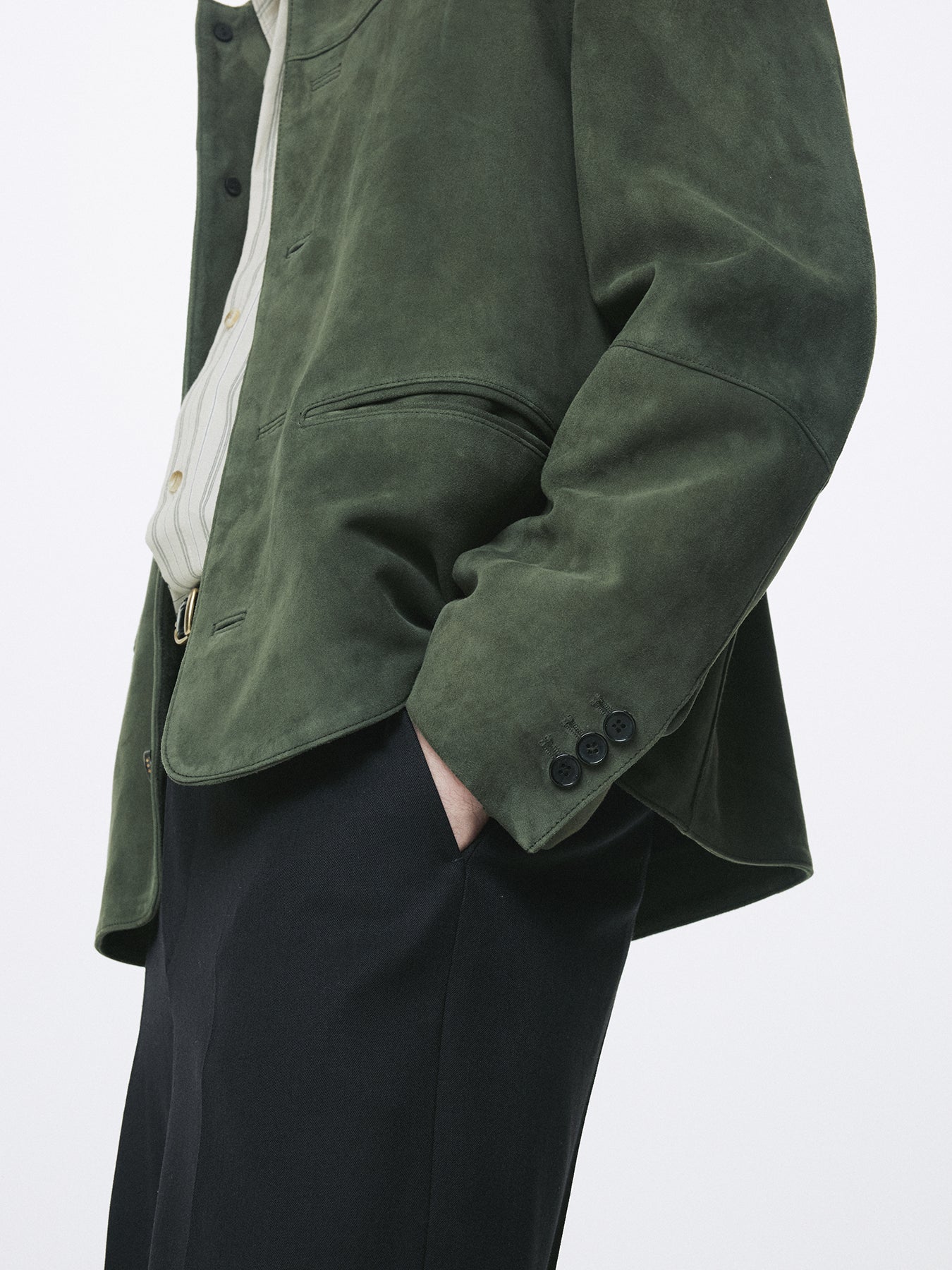 GOAT SUEDE CHORE JACKET_ FADED GREEN
