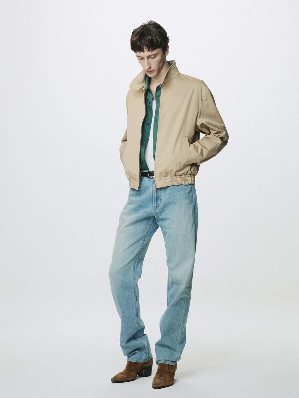 SLIM STRAIGHT DENIM JEANS_ LIGHT BLUE