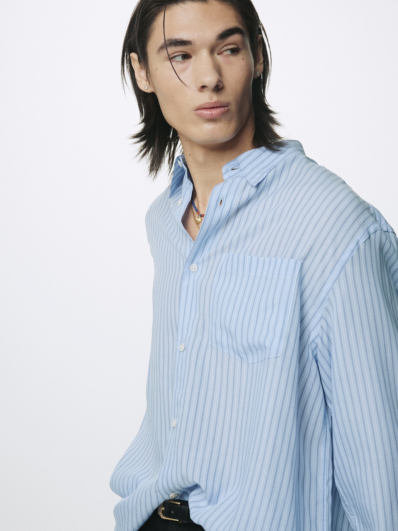 STRIPED LYOCELL SHIRT (JAPANESE FABRIC)_ SKYBLUE STRIPE