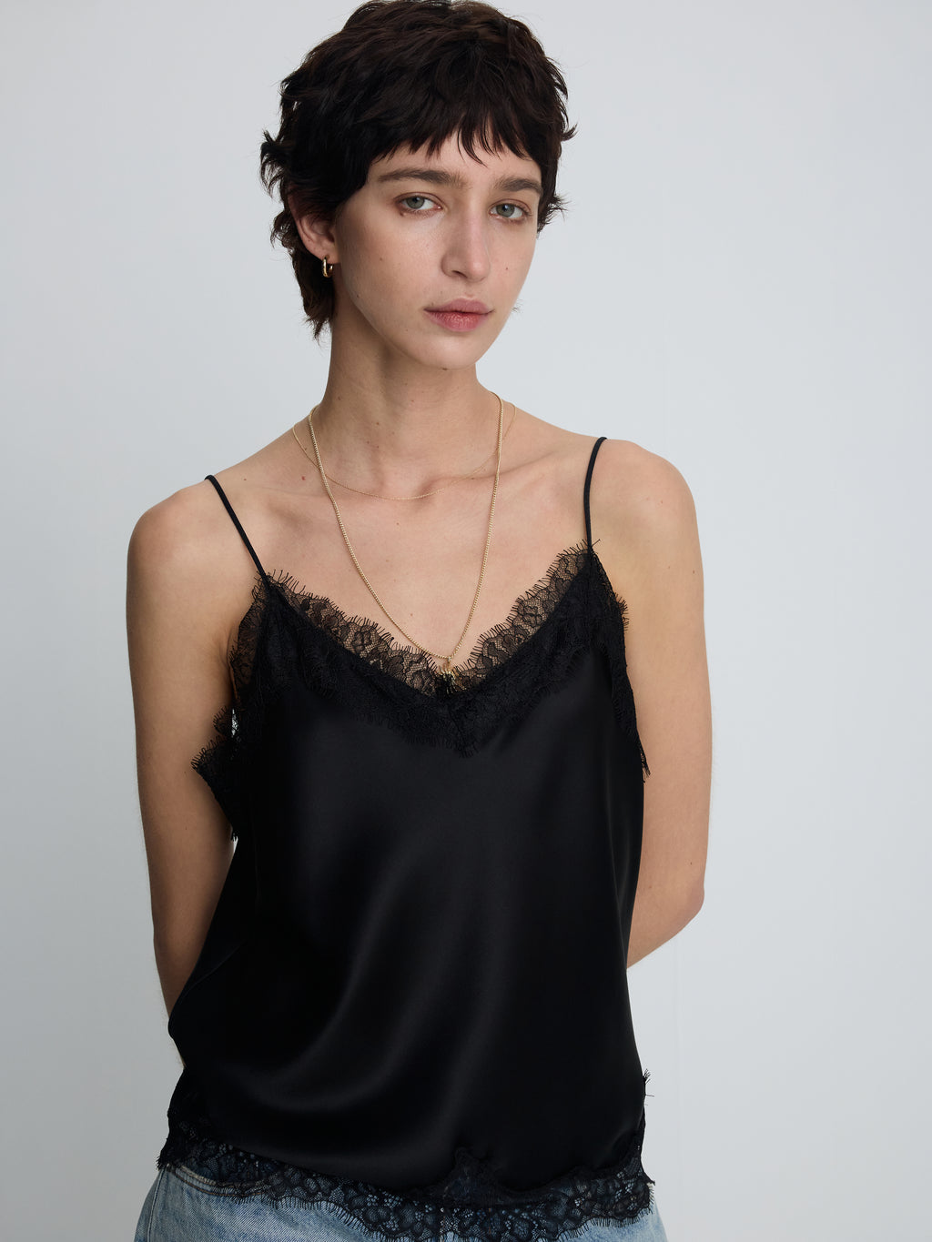 (W) SATIN LACE CAMISOLE_ BLACK