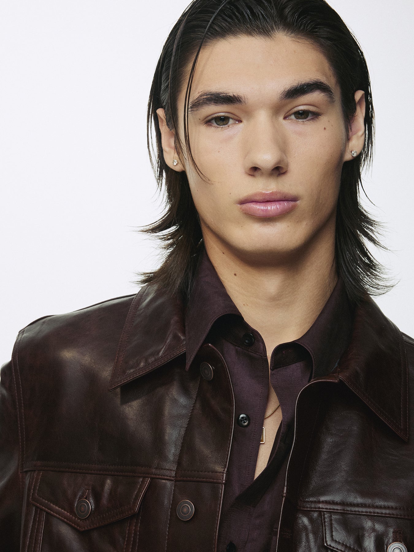 AGED LAMB LEATHER TRUCKER JACKET_ BROWN