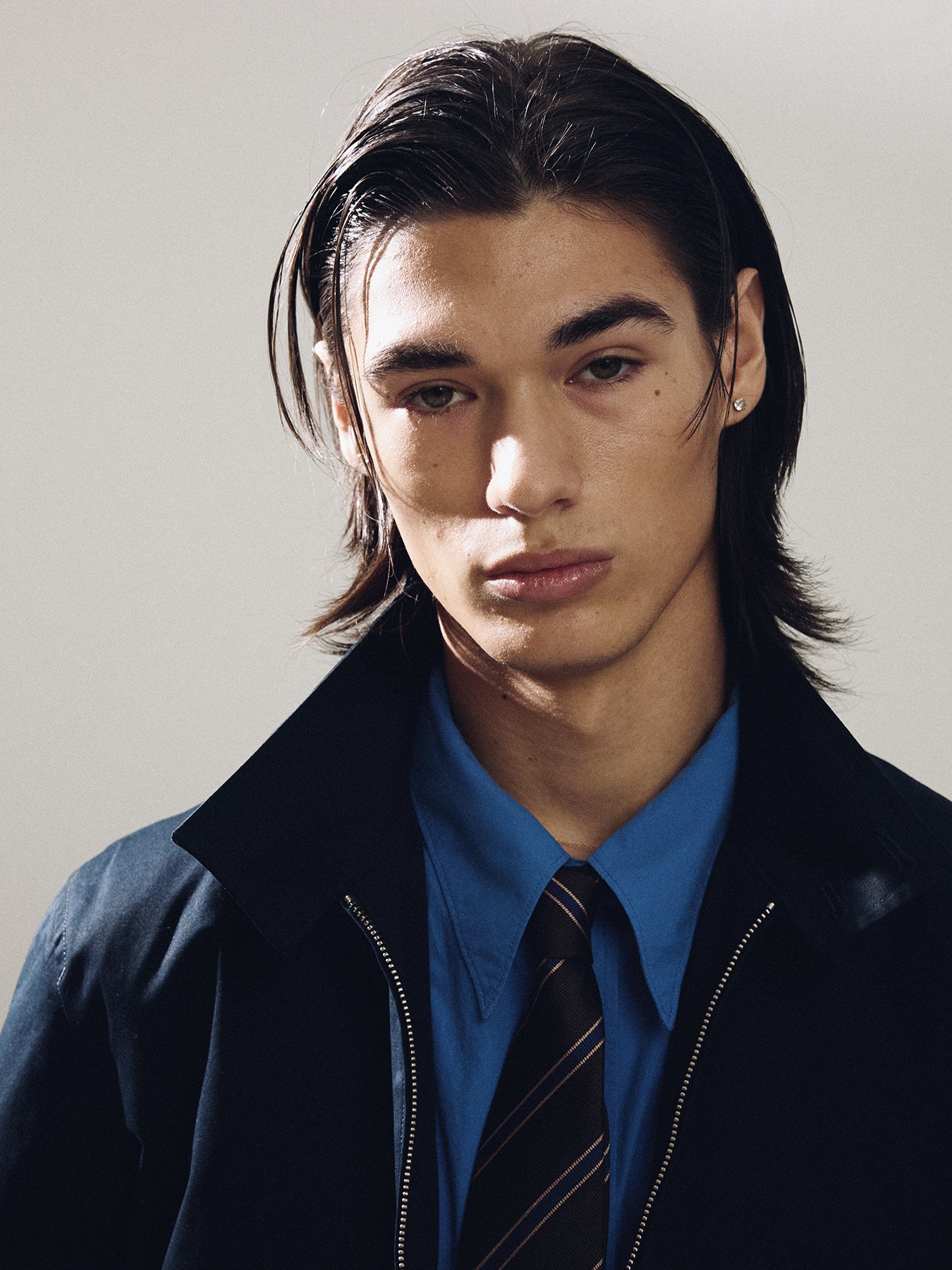 HIGH DENSITY COTTON HARRINGTON JACKET_ NAVY