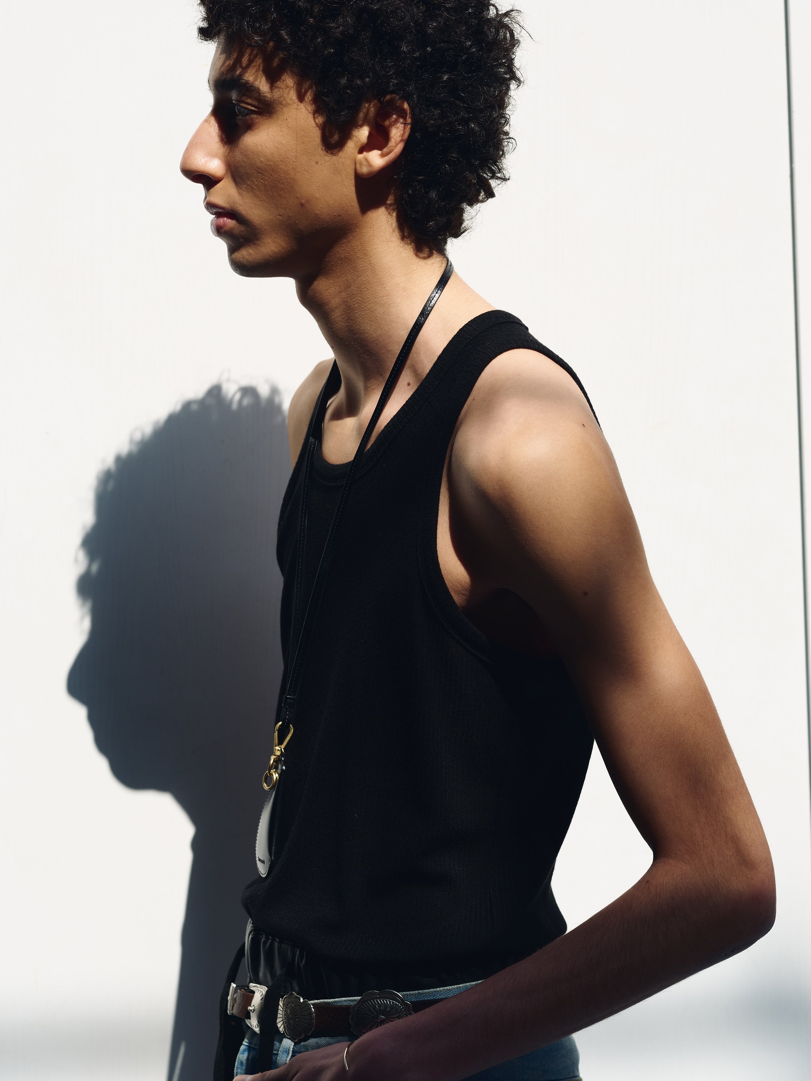 SILK LYOCELL RIB TANK TOP (JAPANESE FABRIC)_ BLACK