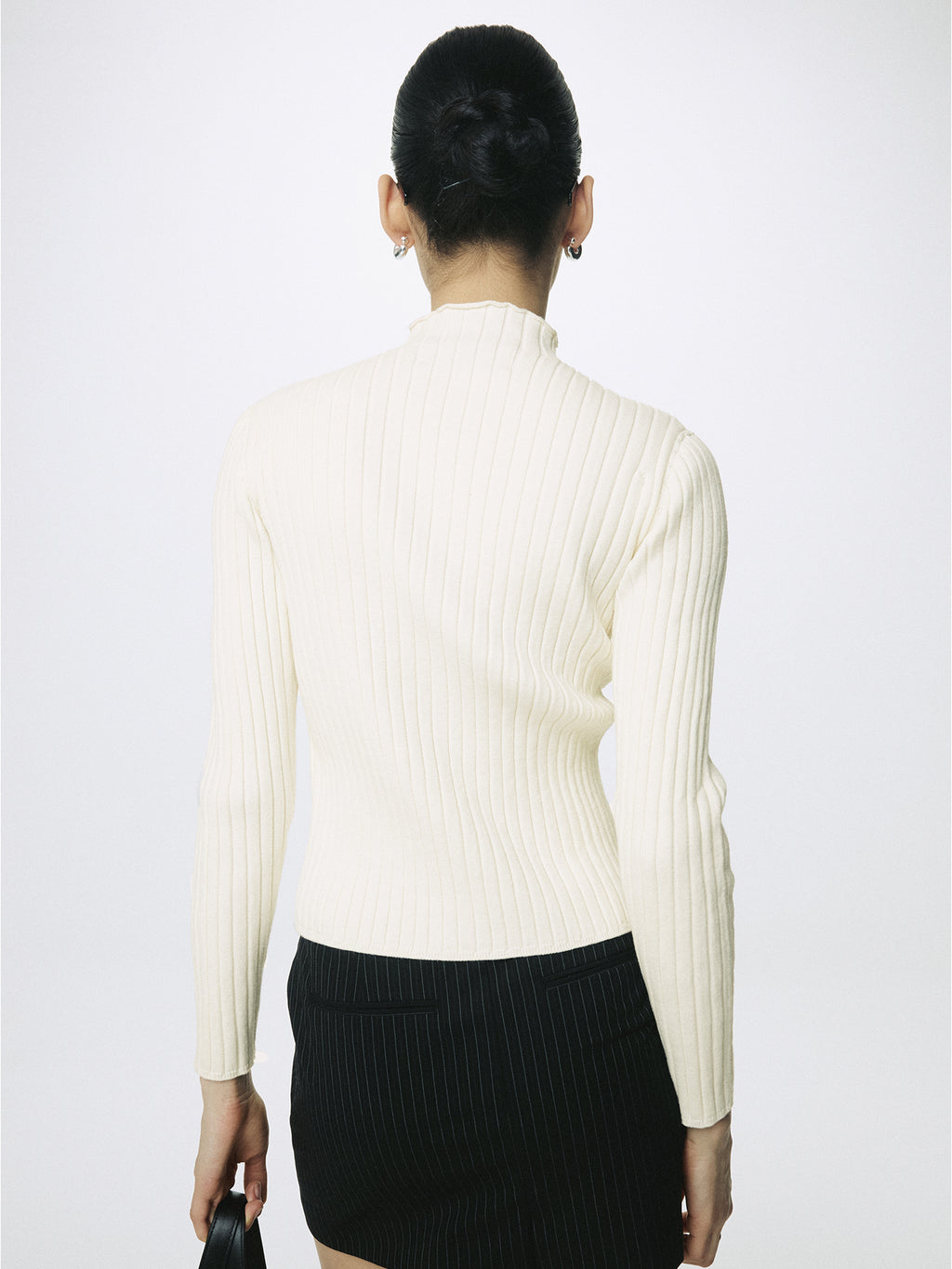 (W) COTTON RIBBED FULL ZIP-UP_ CREAM