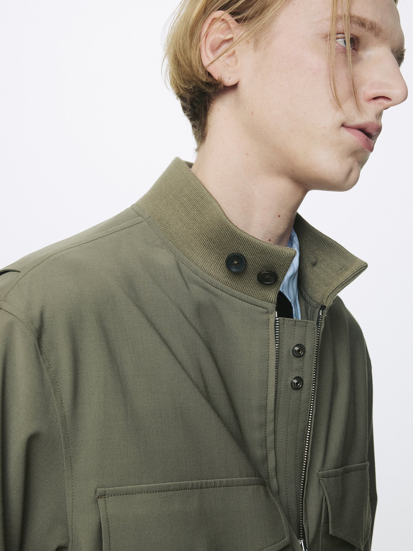 LIGHT WOOL WEB JACKET_ OLIVE