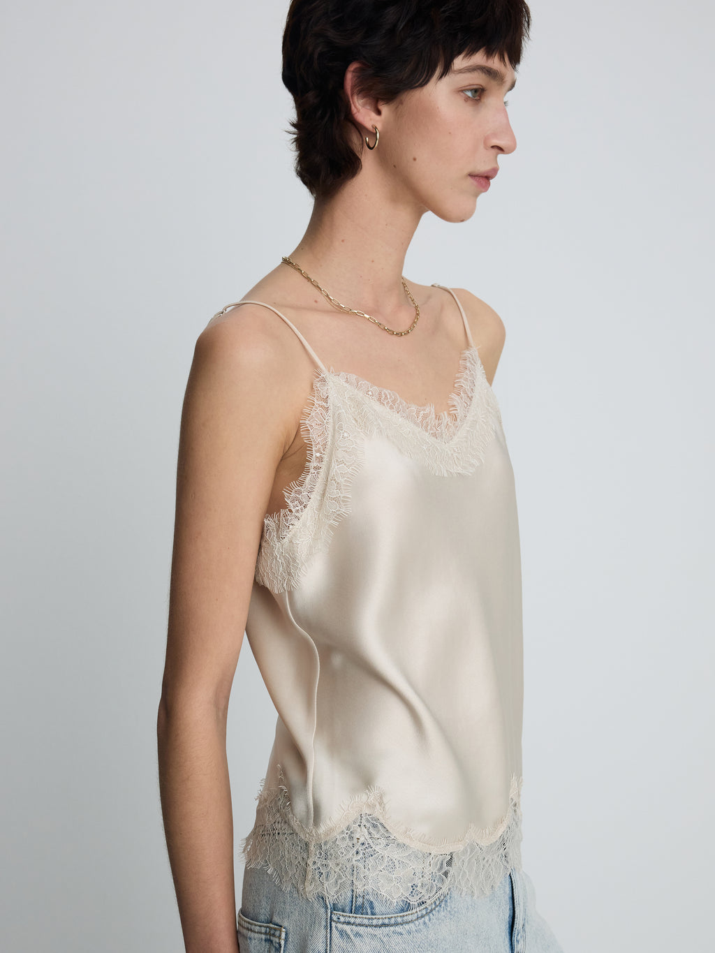 (W) SATIN LACE CAMISOLE_ BEIGE