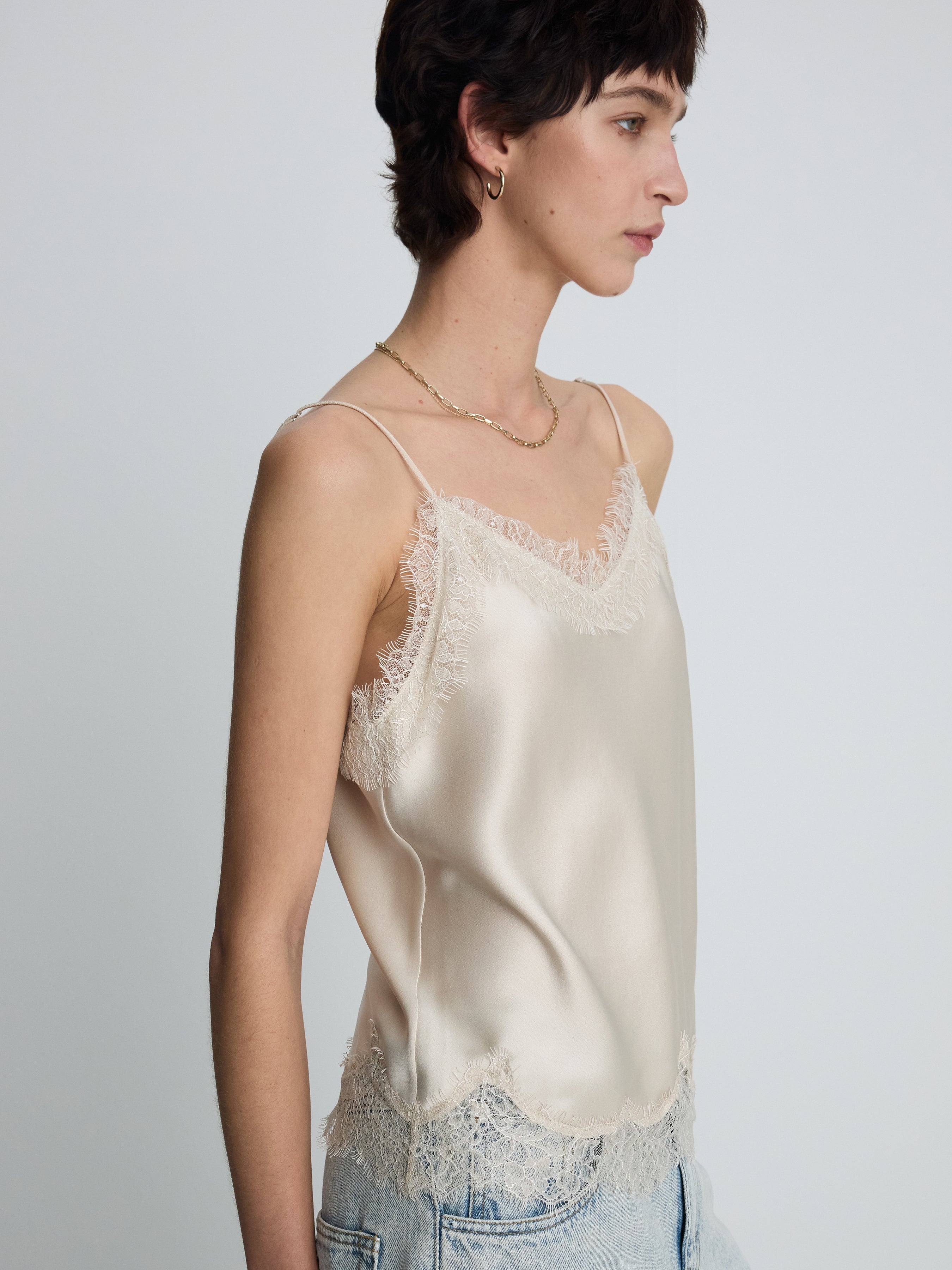 (W) SATIN LACE CAMISOLE_ BEIGE