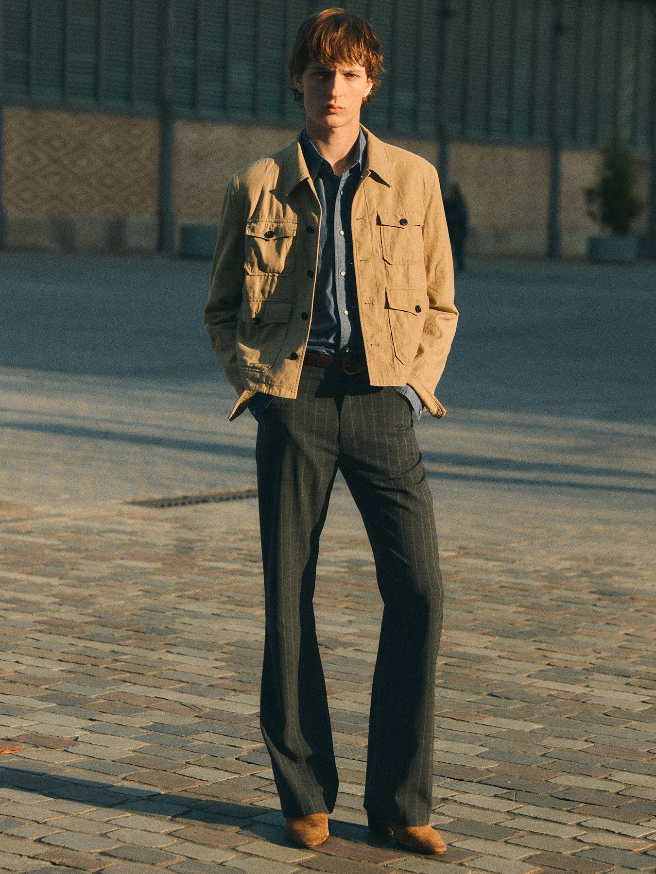 COTTON LINEN CROPPED SAFARI JACKET_ SAND