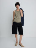 (W) RAW HEM DENIM BERMUDA SHORTS_ WASHED BLACK