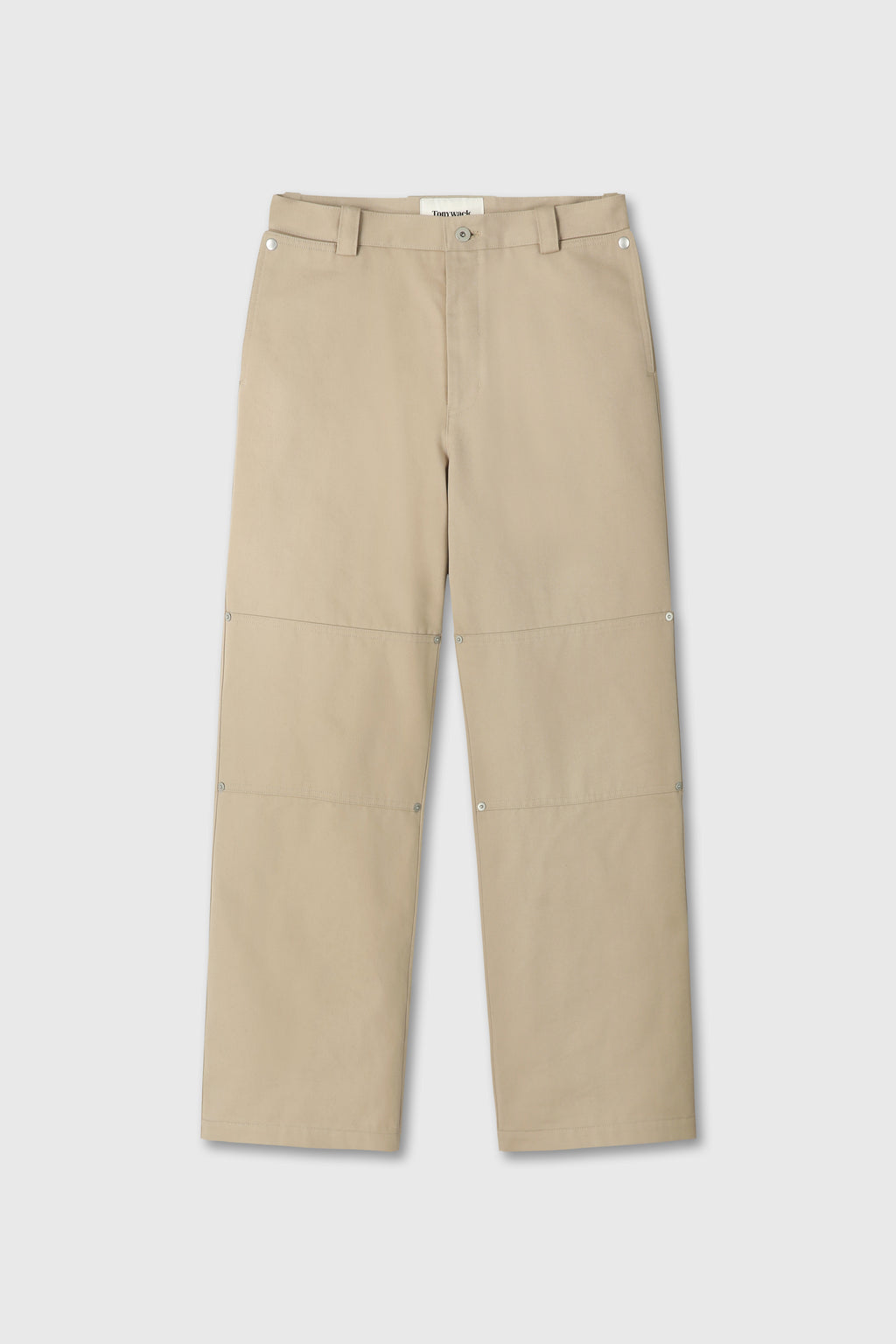 Hard Twist Semi-wide Cut Double Knee Pants_ Beige
