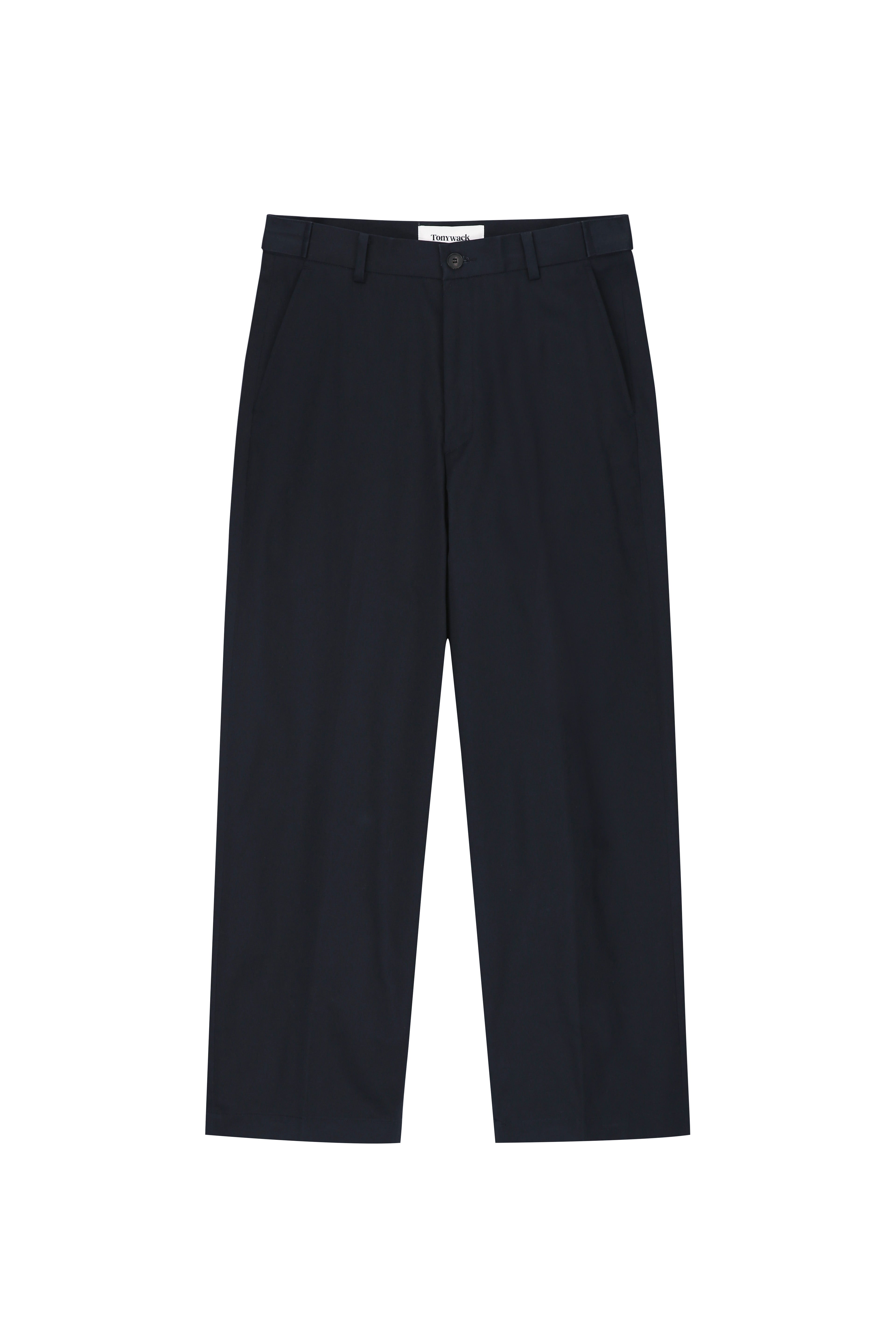 High-twist Cotton No Tuck Wide Trousers_ Navy