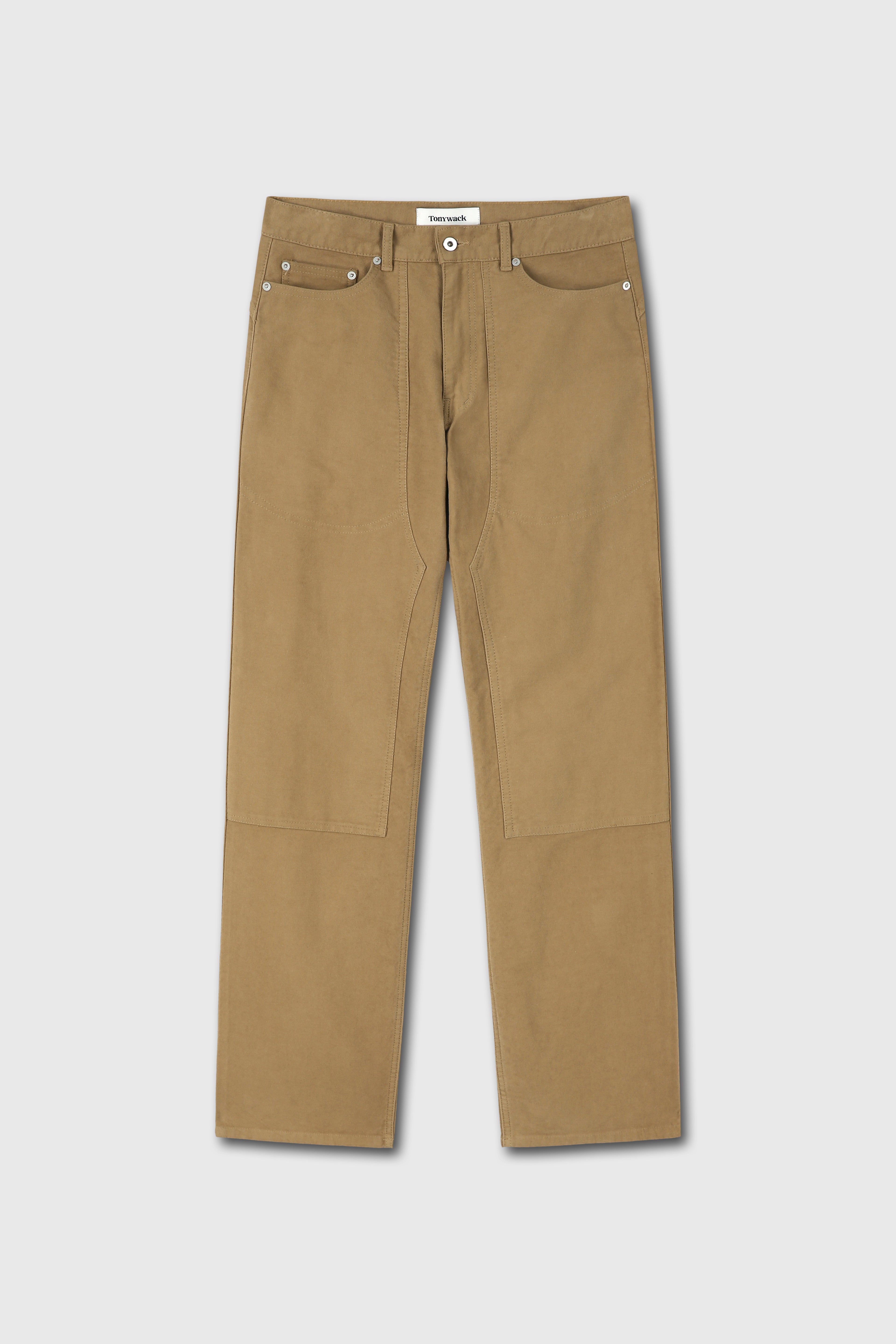 Garment-washed Moleskin Straight Pants_ Washed Beige