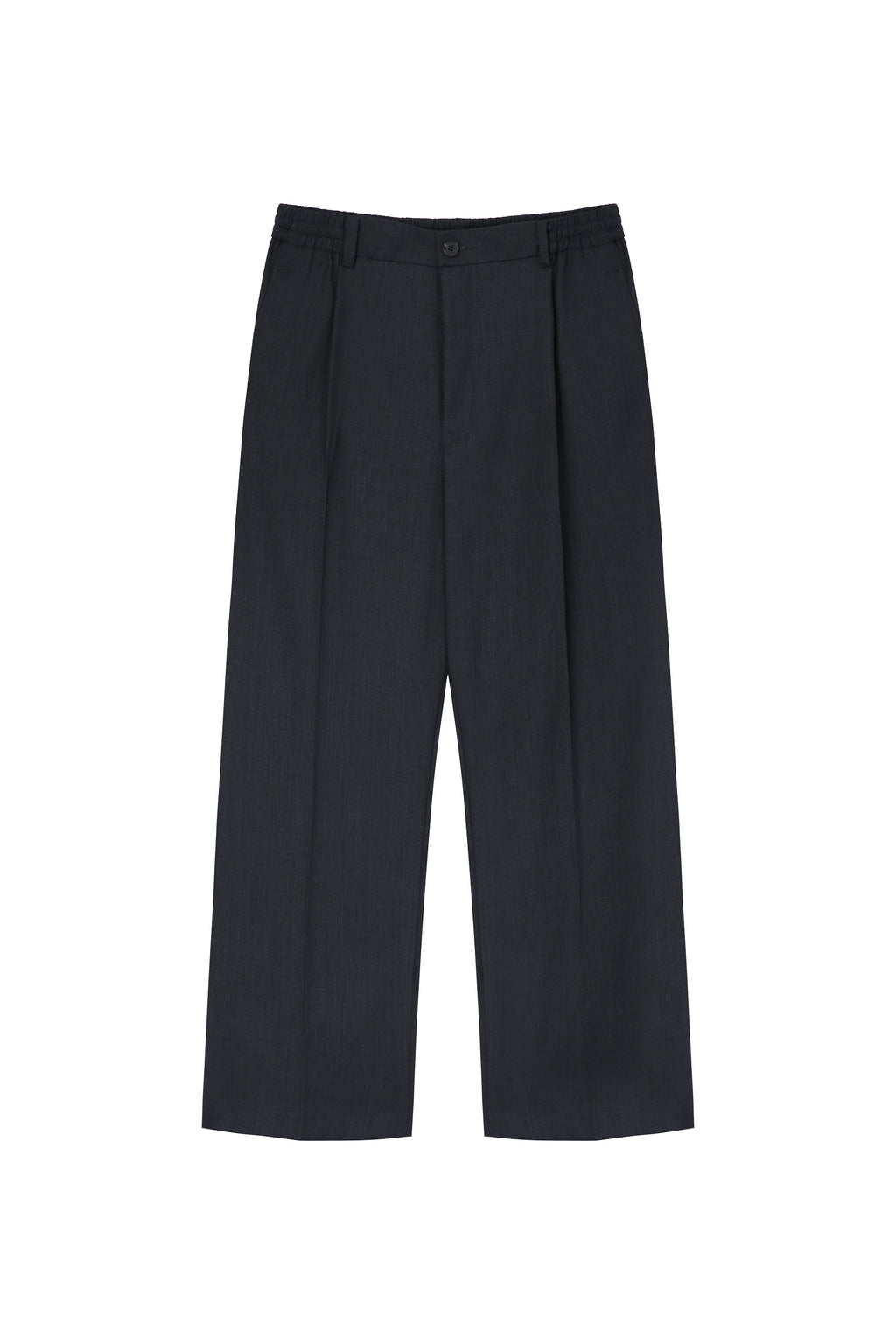 High-density Wool Drawstring Wide Trousers_ Grey