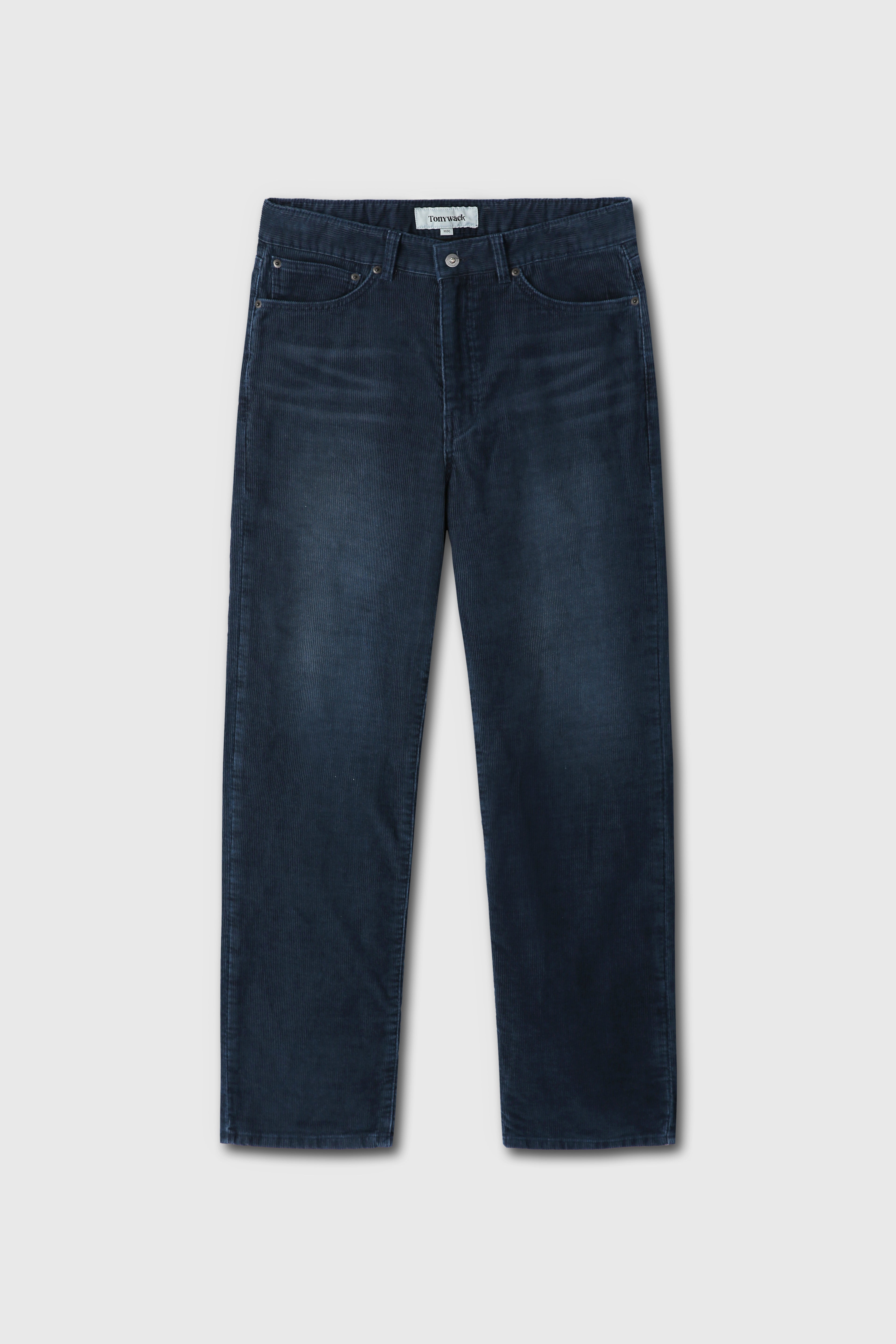Indigo Garment-dyed Straight Cut Corduroy Pants_ Faded Indigo