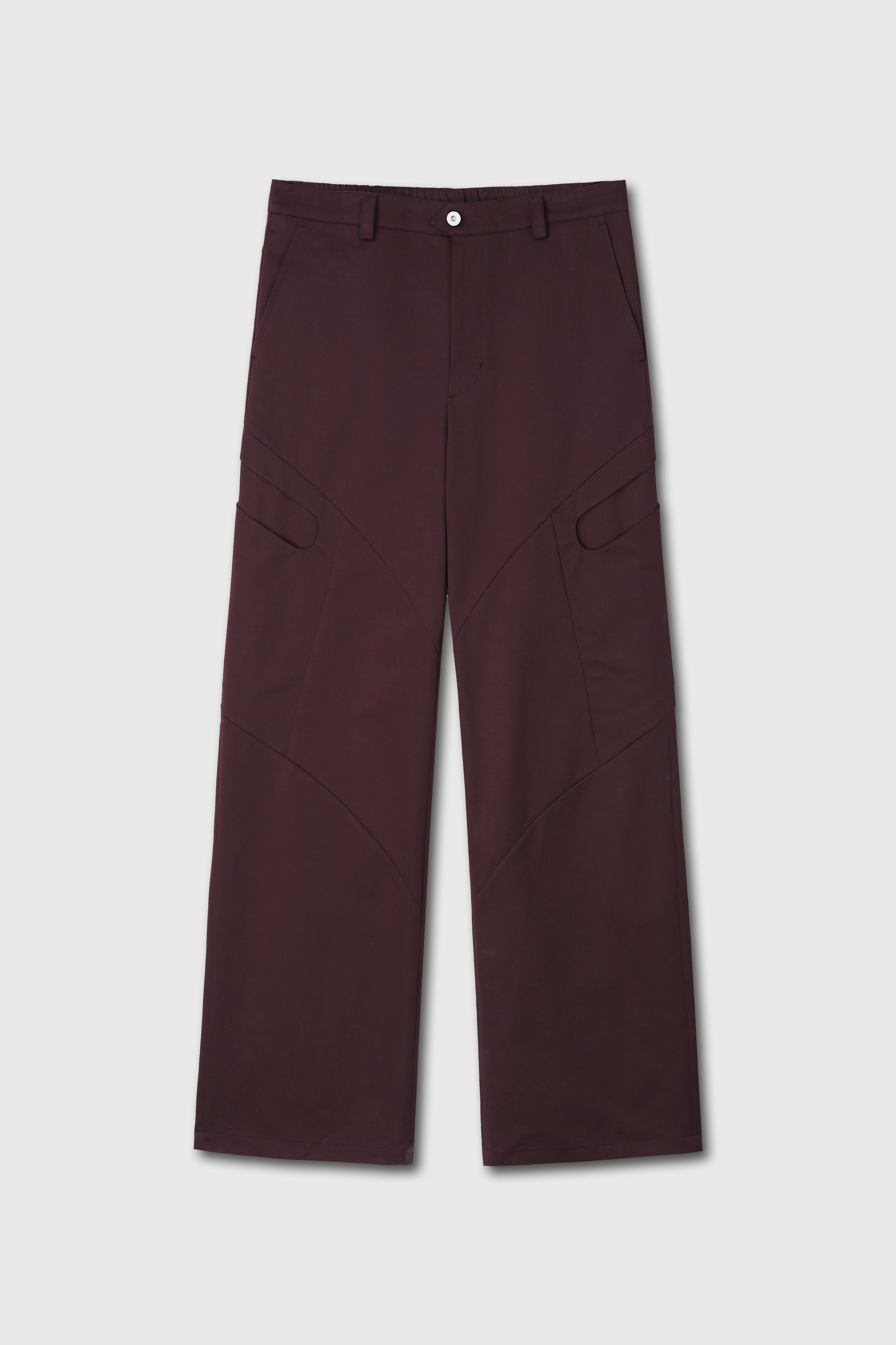 High Density Curved Multi-Pocket Pants_ Dark Burgundy