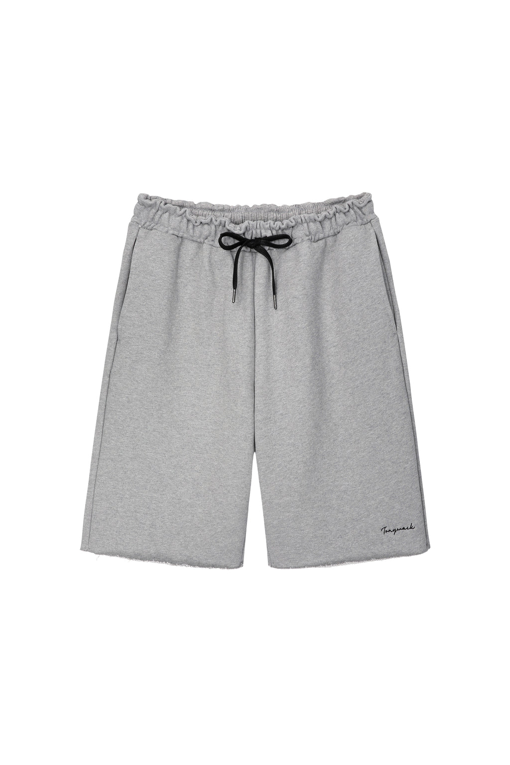 Heavyweight Brushed-Jersey Logo Embroidered Shorts_ Melange Grey