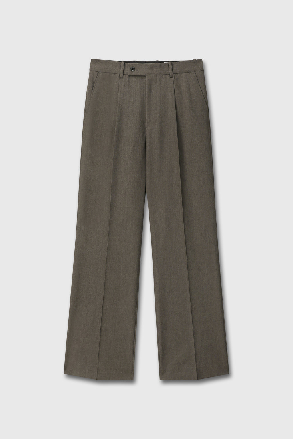 MELANGE WOOL WIDE-LEG PLEATED TROUSERS_ HAZELNUT