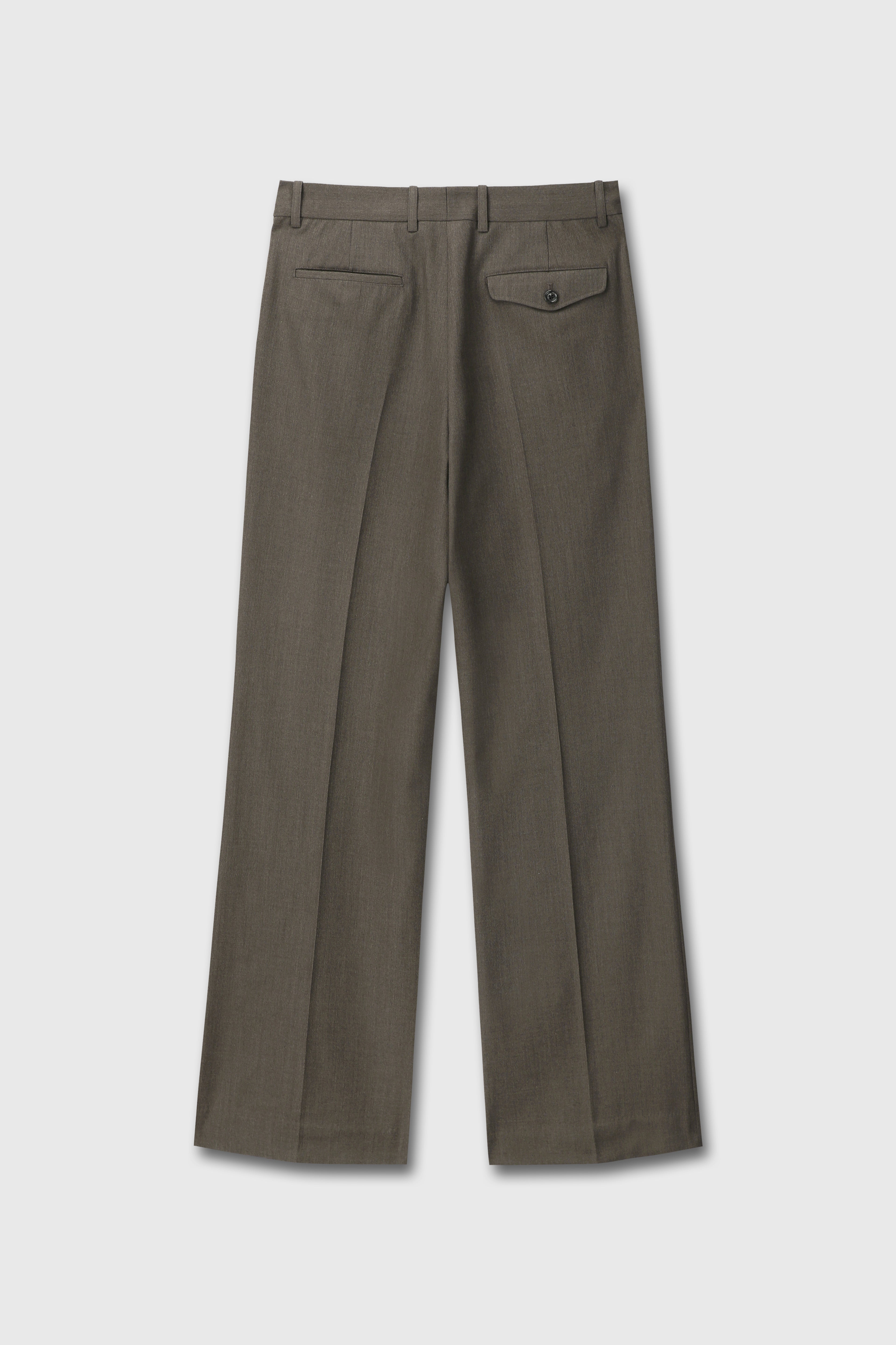 MELANGE WOOL WIDE-LEG PLEATED TROUSERS_ HAZELNUT