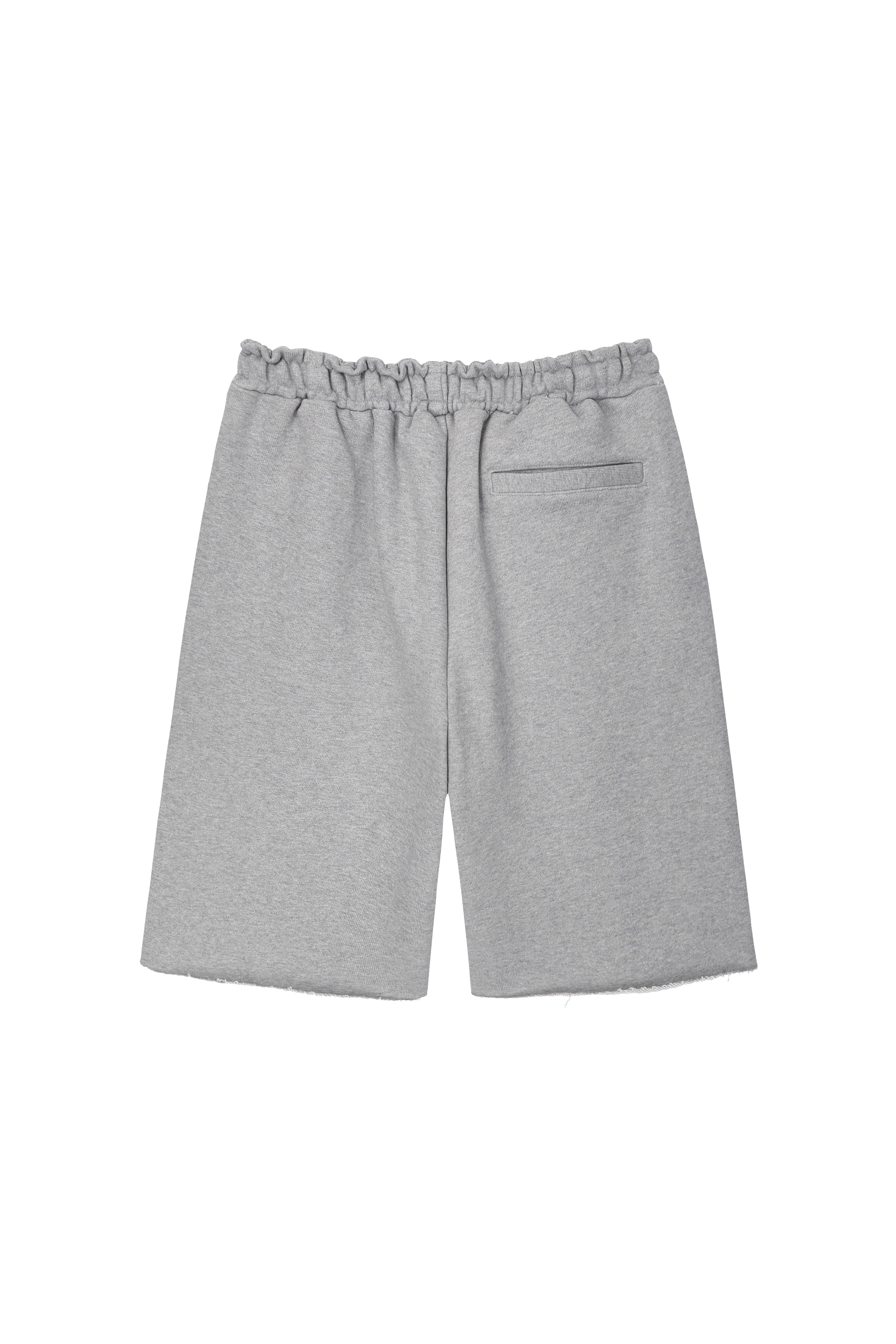 Heavyweight Brushed-Jersey Logo Embroidered Shorts_ Melange Grey